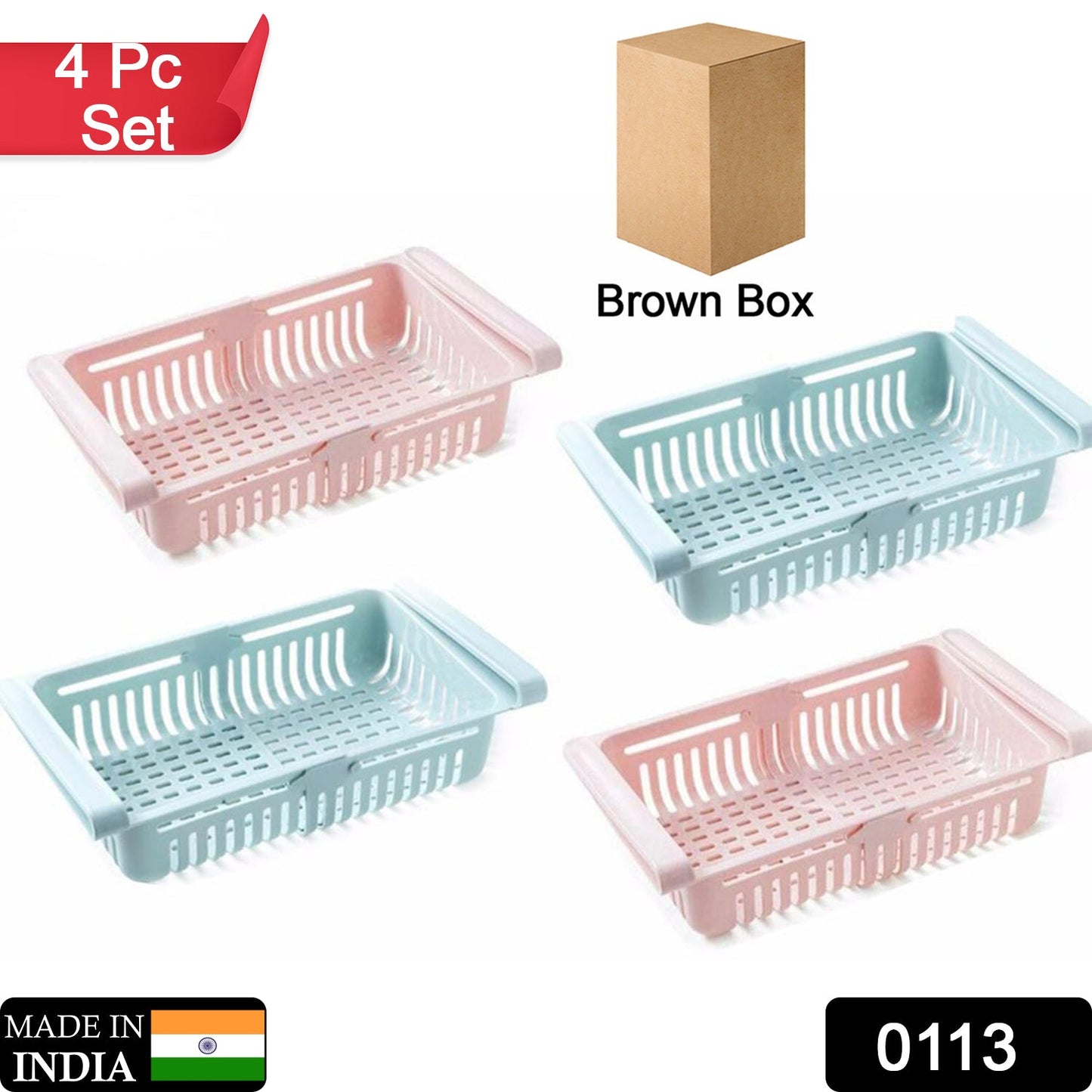 Set of 4 fridge storage baskets for organizing food. fridge organizer drawer, adjustable fridge storage basket, refrigerator drawer set, kitchen storage drawer, pantry organizer bins, fridge storage solution, BPA-free fridge organizer