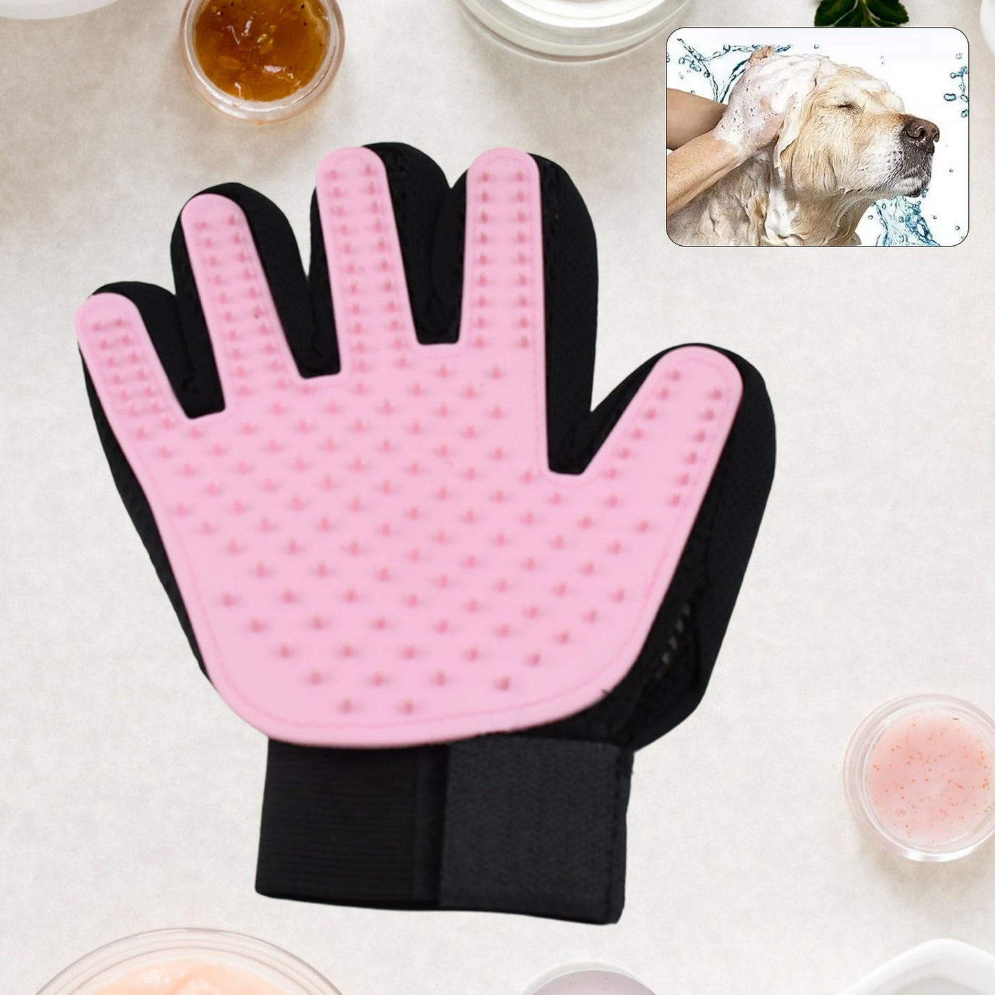 pink silicone exfoliating bath glove, silicone shower mitt for deep cleaning, quick-dry silicone bath scrubber glove, exfoliating glove for body cleansing,