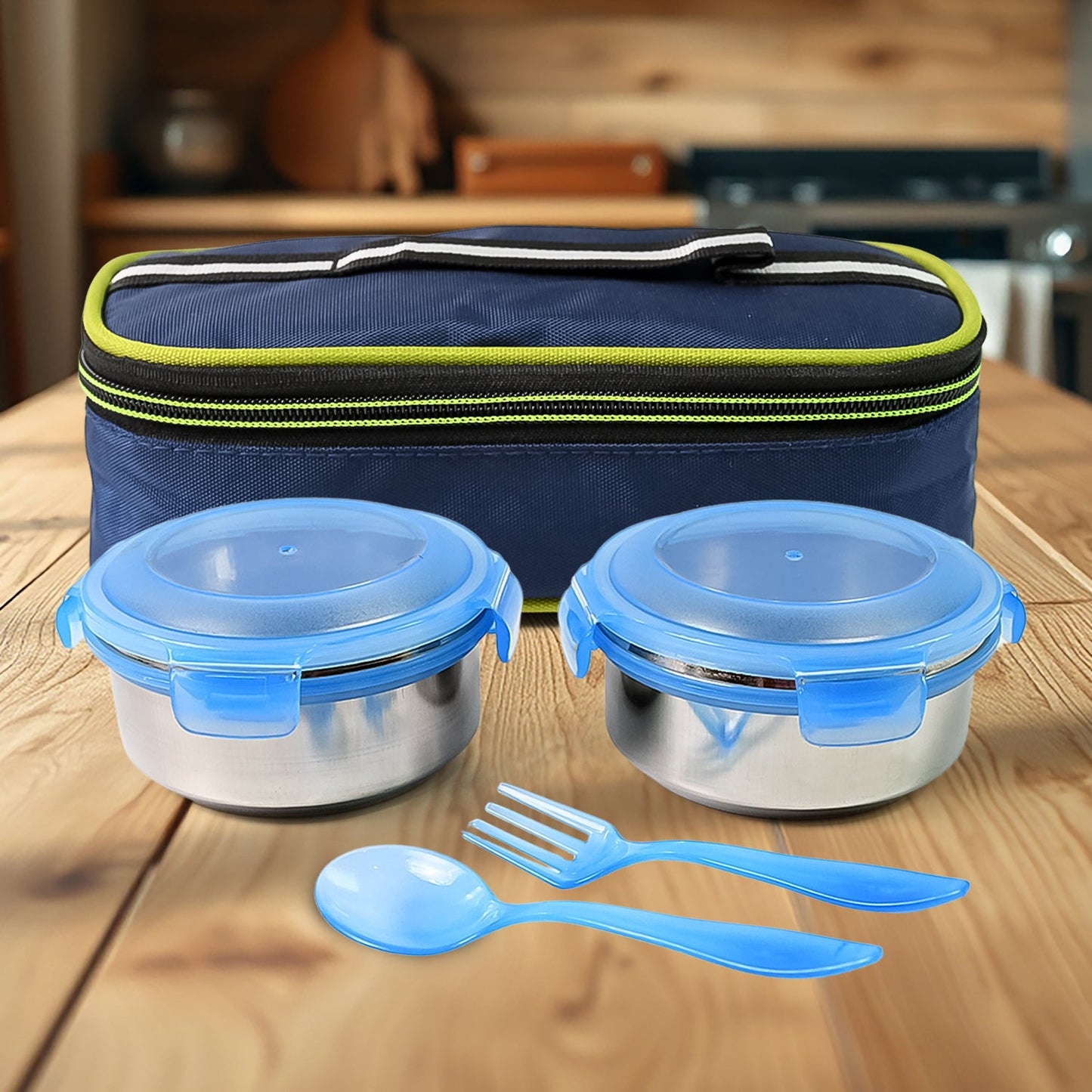 bite lunch box with insulated bag spoon and fork for office and school, leak-proof lunch box for travel and daily use, best insulated tiffin box for kids and adults, office tiffin set with thermal bag and cutlery, lunch box with compartments for balanced meals,