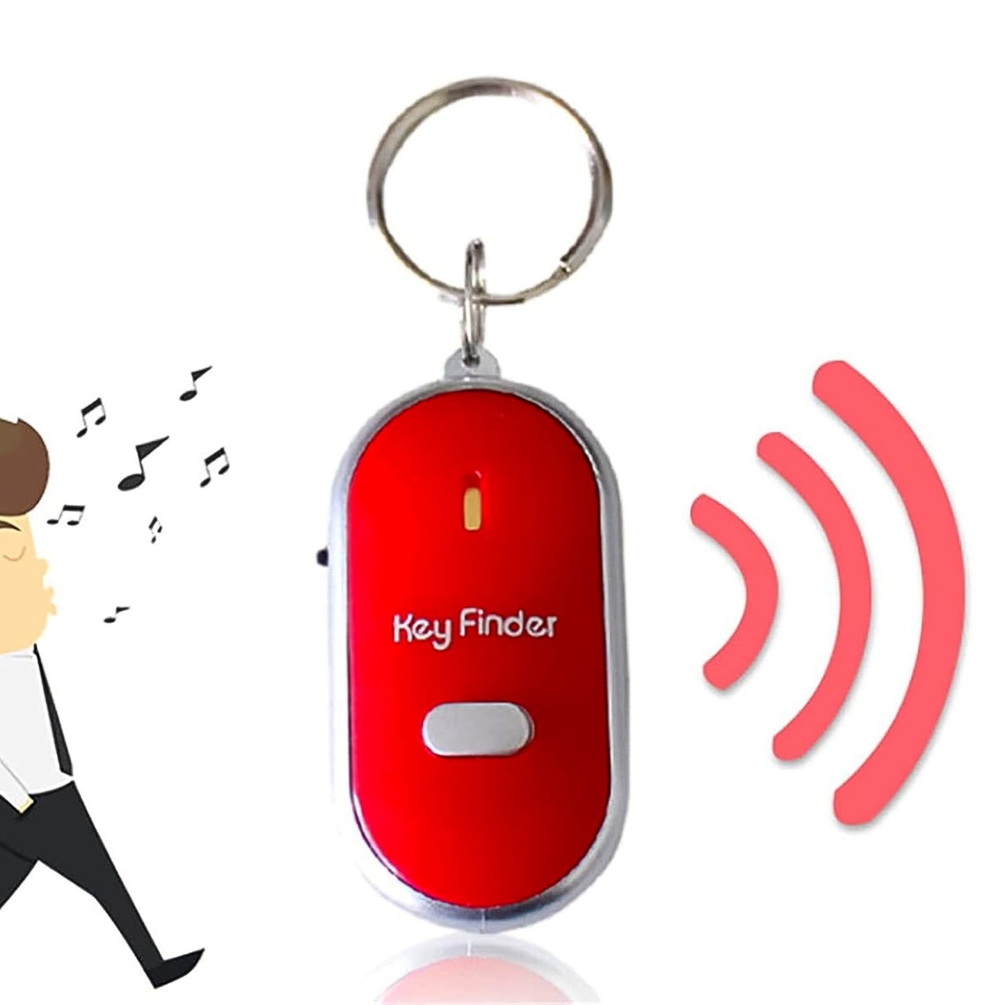 whistle-activated key finder keychain 2 piece set, LED key locator for anti-lost keys, keychain with sound-activated key finder function, anti-lost key finder with LED light, whistle key locator with keychain ring, smart key tracker with sound sensor,