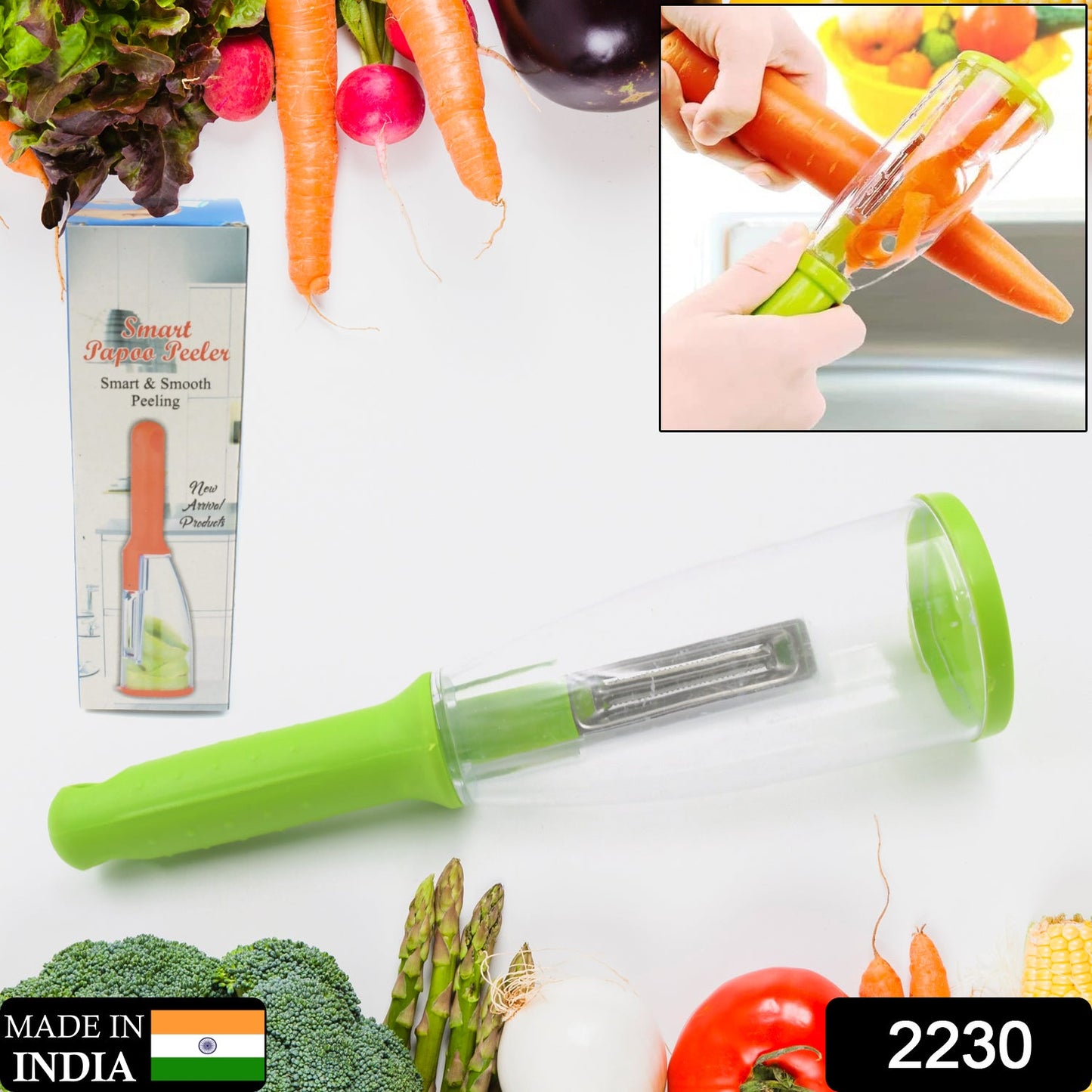 smart vegetable peeler, fruit peeler with container, stainless steel blade peeler, mango peeler, kitchen peeler with waste catcher, ergonomic fruit peeler