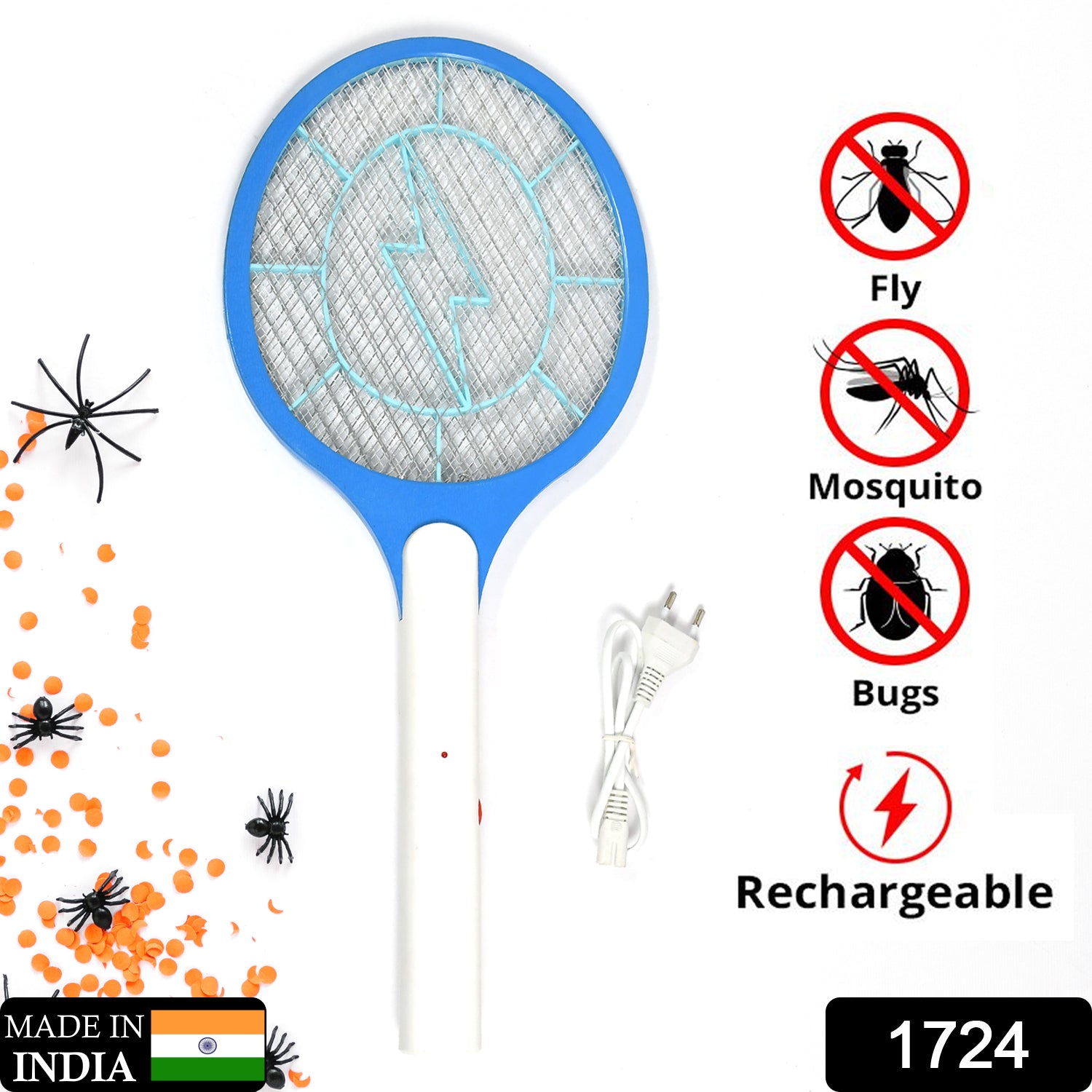 bug zapper racket USB charge, portable insect zapper racket, rechargeable electric mosquito swatter bat