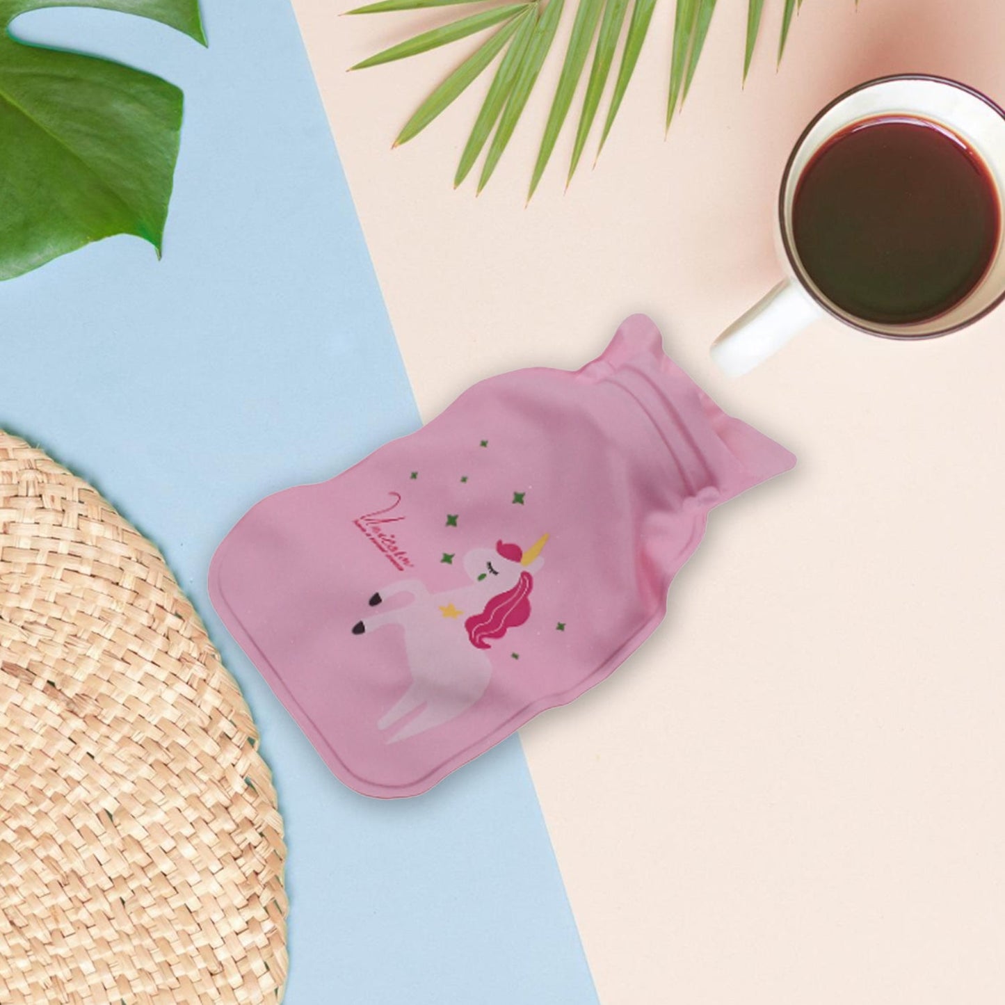 mix design printed hot water bag for pain relief, small leak-proof water bottle for cold and hot therapy, hot water bag for period cramps and body pain