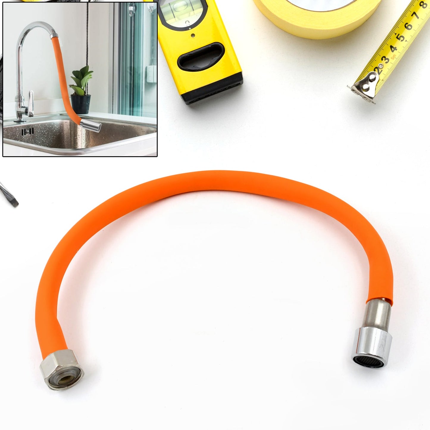 360° Flexible Water Tap Extender – Universal Silicone Faucet Extension Tube with Connector for Kitchen & Bathroom (46cm)