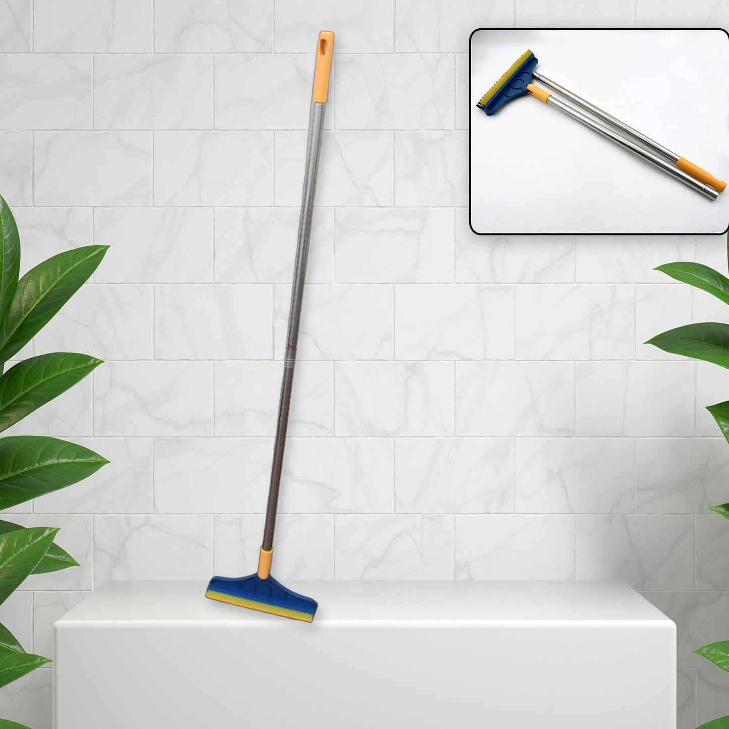 120-degree rotating cleaning brush with wiper for floors, floor cleaning brush, cleaning brush with wiper, long handle scrubber, 2 in 1 bathroom brush, kitchen floor wiper, triangular cleaning brush, home cleaning tools