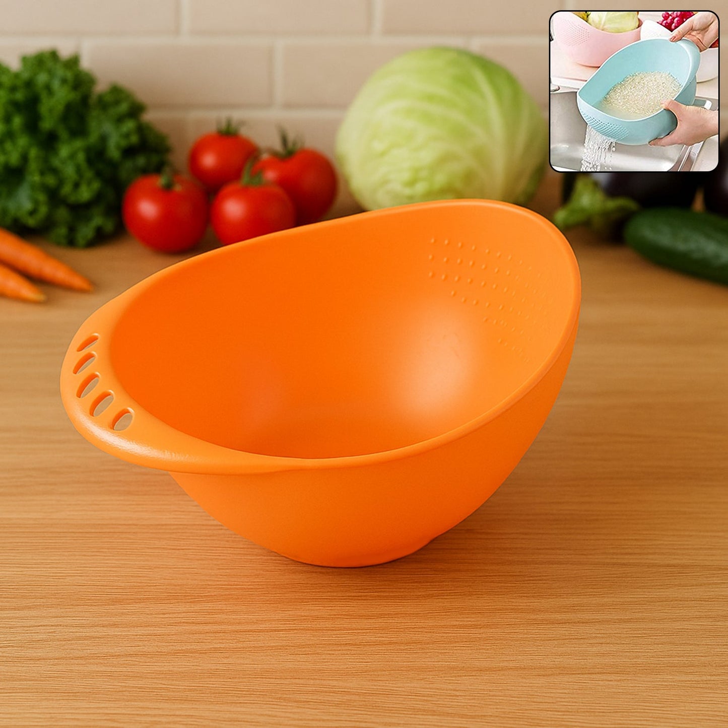 rice bowl strainer, plastic colander bowl, vegetable washing bowl, fruit strainer, kitchen water strainer, noodle washing bowl, food rinsing bowl