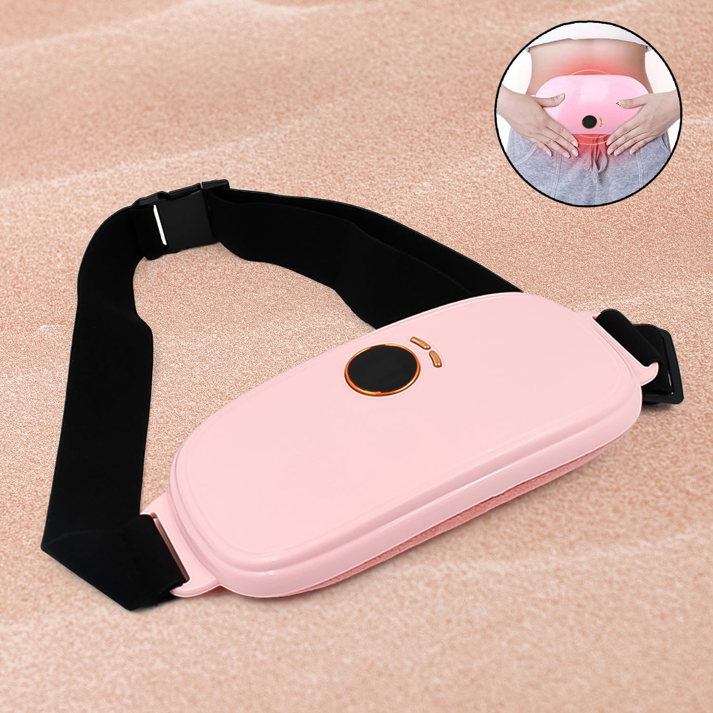 USB-powered menstrual heating belt, vibrating heat belt for period pain, cordless adjustable heating massager