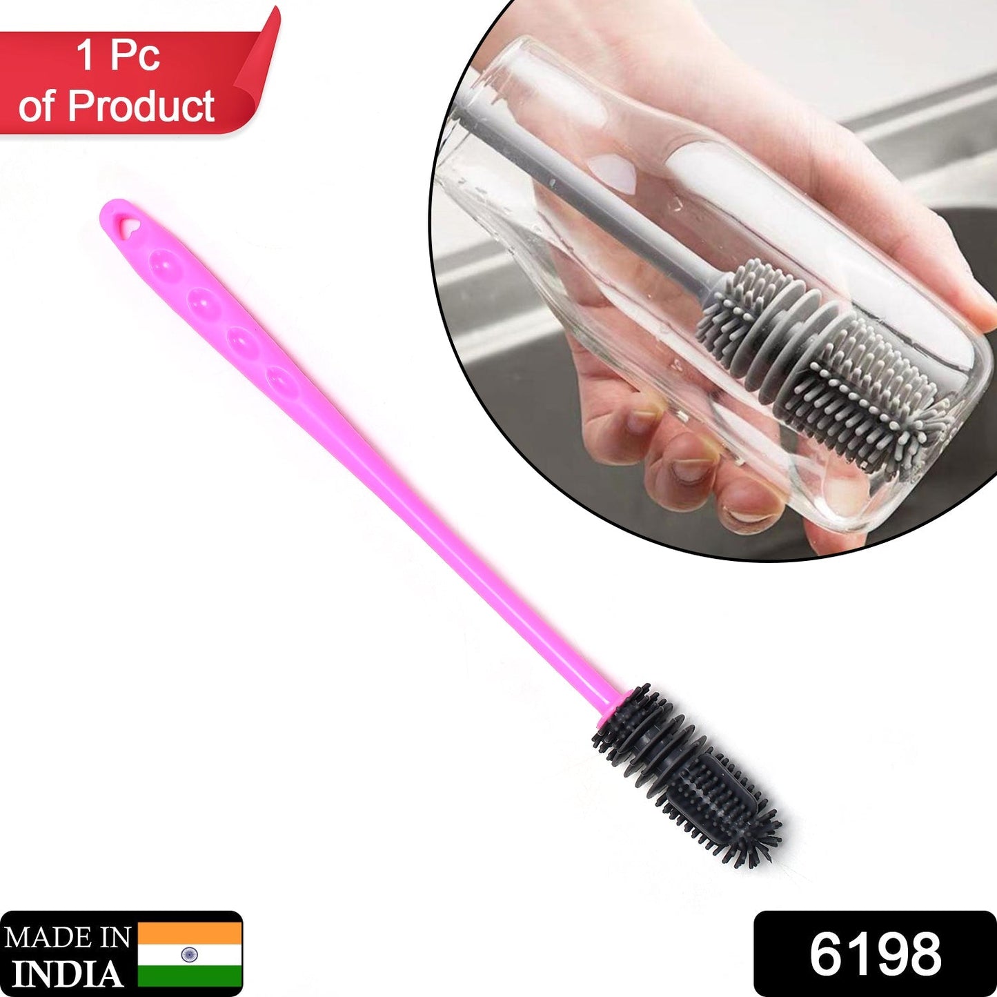 bottle cleaning brush, long handle brush, silicone bottle brush, narrow neck cleaner, baby bottle brush, water bottle brush, kitchen bottle scrubber, reusable bottle cleaner