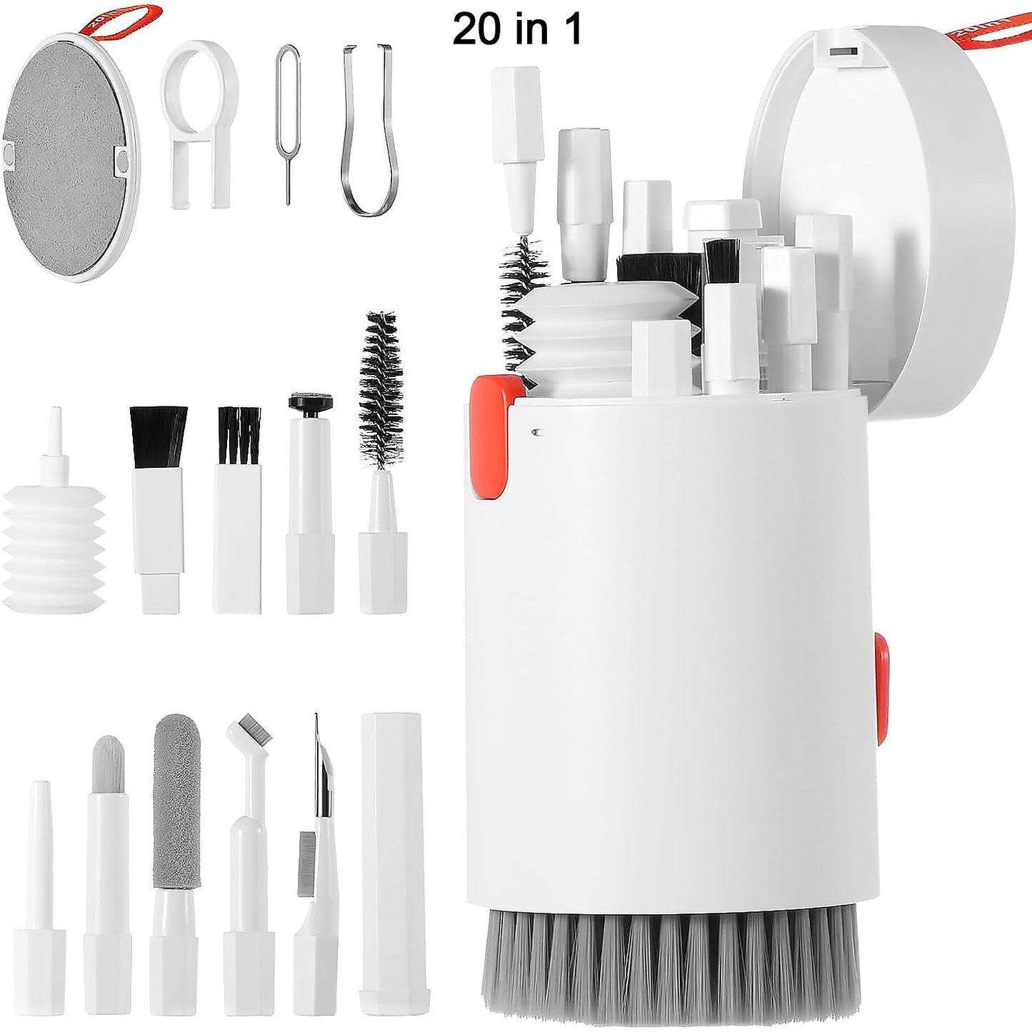 portable cleaner tools for keyboard and screen dust, cleaning brush and swab set for earbuds and lenses, all-in-one device maintenance kit for home and office, 20 piece cleaning accessories for laptop and electronics