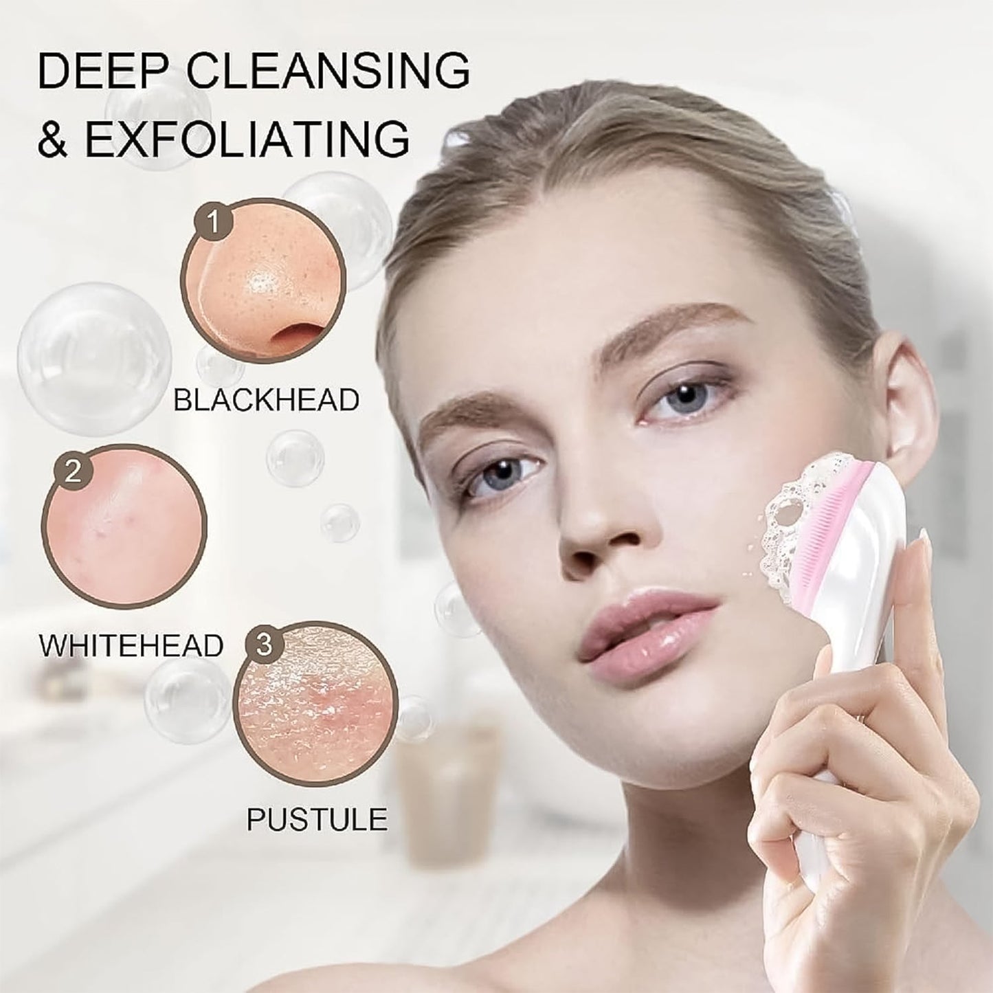 gentle silicone face brush for acne-prone skin, 1 pc silicone facial brush for deep pore cleaning, face exfoliator brush for women and men,