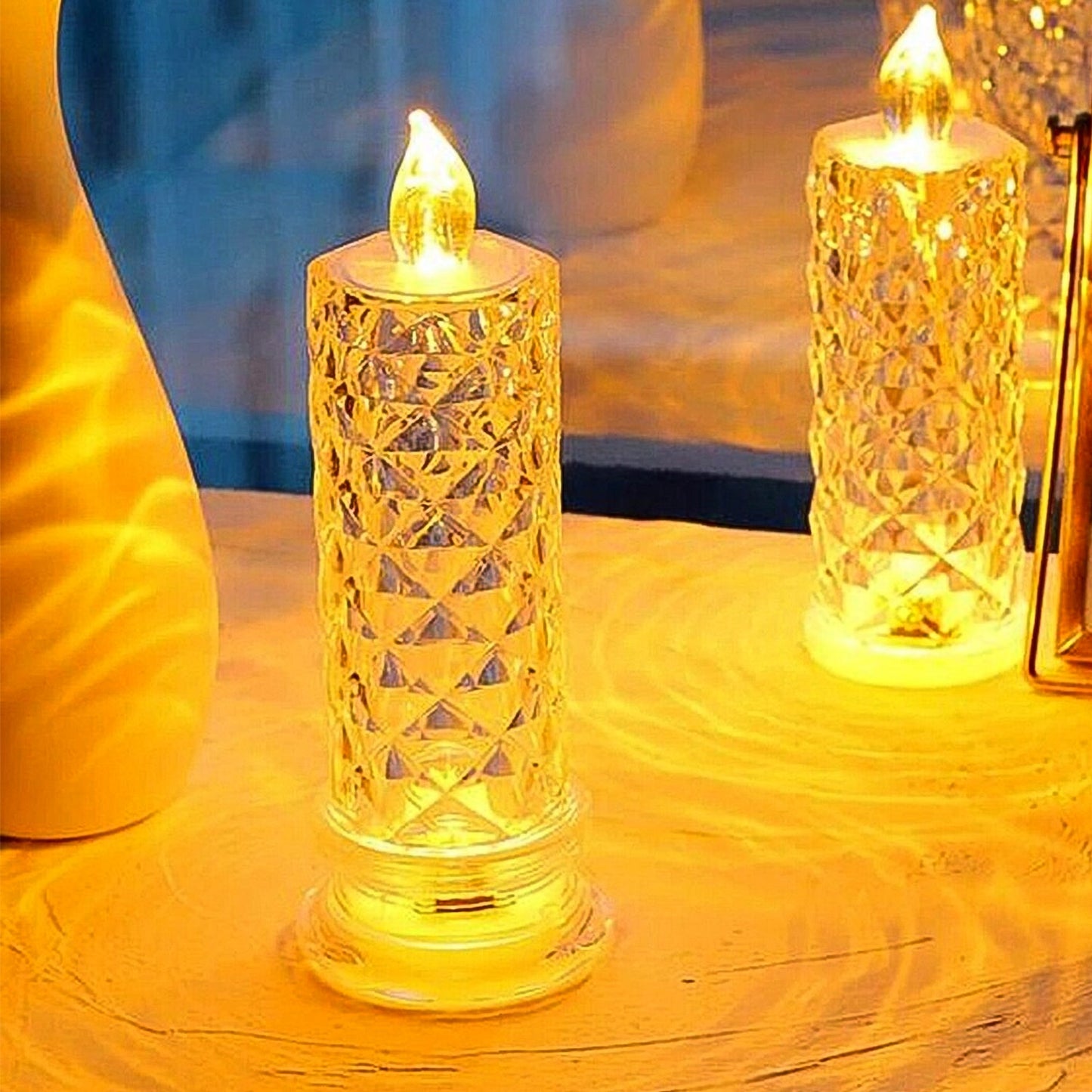rose crystal candle, LED home décor candle, battery operated candle, glitter candlelight, romantic decoration candle, Diwali candles