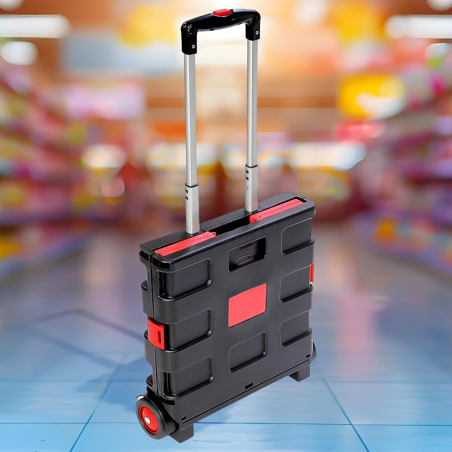 foldable shopping trolley cart portable travel grocery basket, lightweight foldable grocery trolley with handle and wheels,