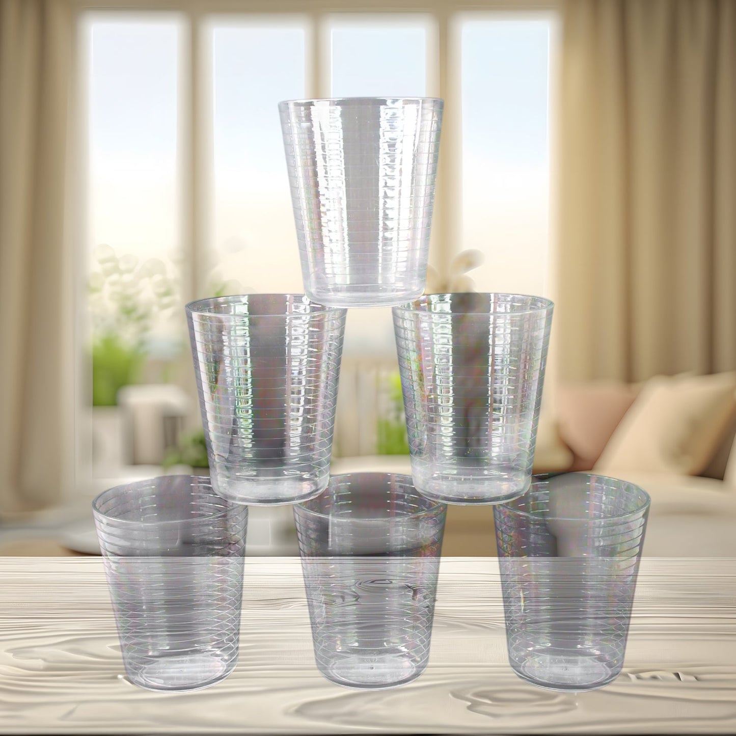 Apex pyramid design BPA free plastic glass 300ml for daily use, stylish unbreakable plastic tumbler for kitchen and dining, best reusable BPA free plastic glass for home and office, stackable plastic drinking glasses for small kitchens, high quality plastic glass for juice water and beverages, pyramid textured plastic tumblers for kids and adults,