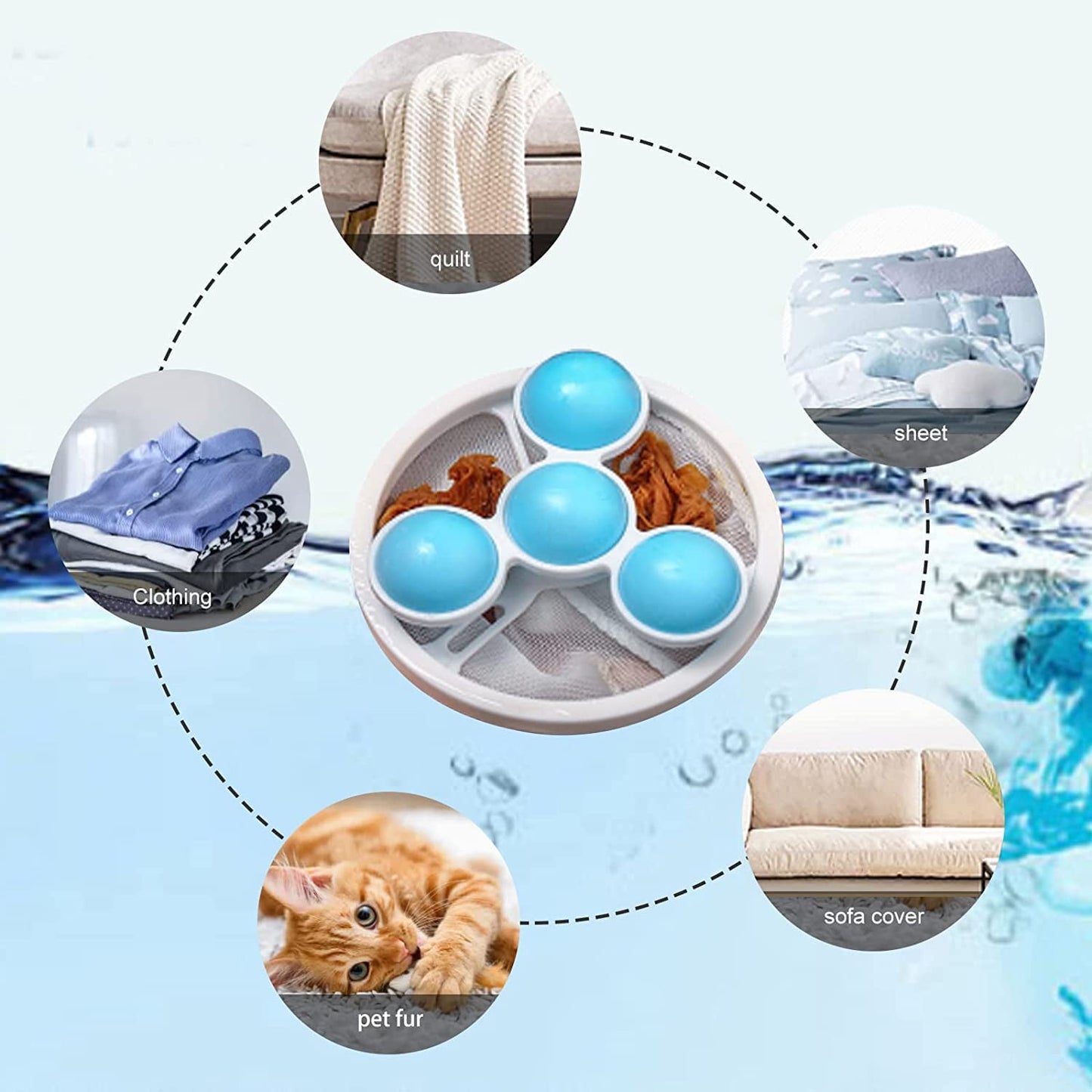 laundry ball that removes pet hair and lint, floating lint remover ball for clean wash, hair catcher laundry ball for daily washing