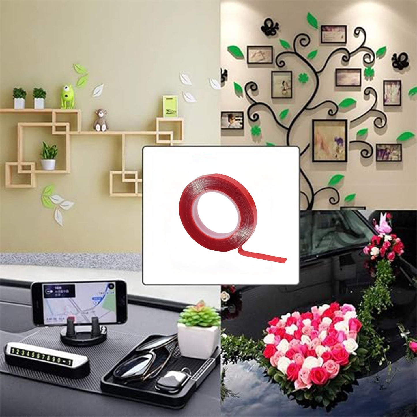 heavy-duty transparent acrylic foam mounting tape 6 piece set, 3 meter long double sided tape for wall mounting and decor, strong adhesive acrylic foam tape for indoor and outdoor use, transparent tape roll for wall hooks frames and home decor,