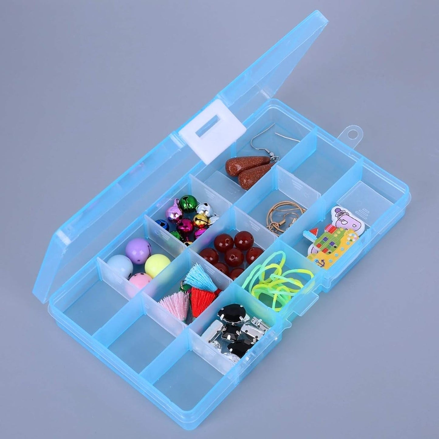 jewelry organizer box with 15 compartments India, clear plastic storage box for earrings and rings, multi-grid jewelry box for accessories and trinkets, jewelry storage case with dividers online India, best plastic jewelry organizer box for Indian women,