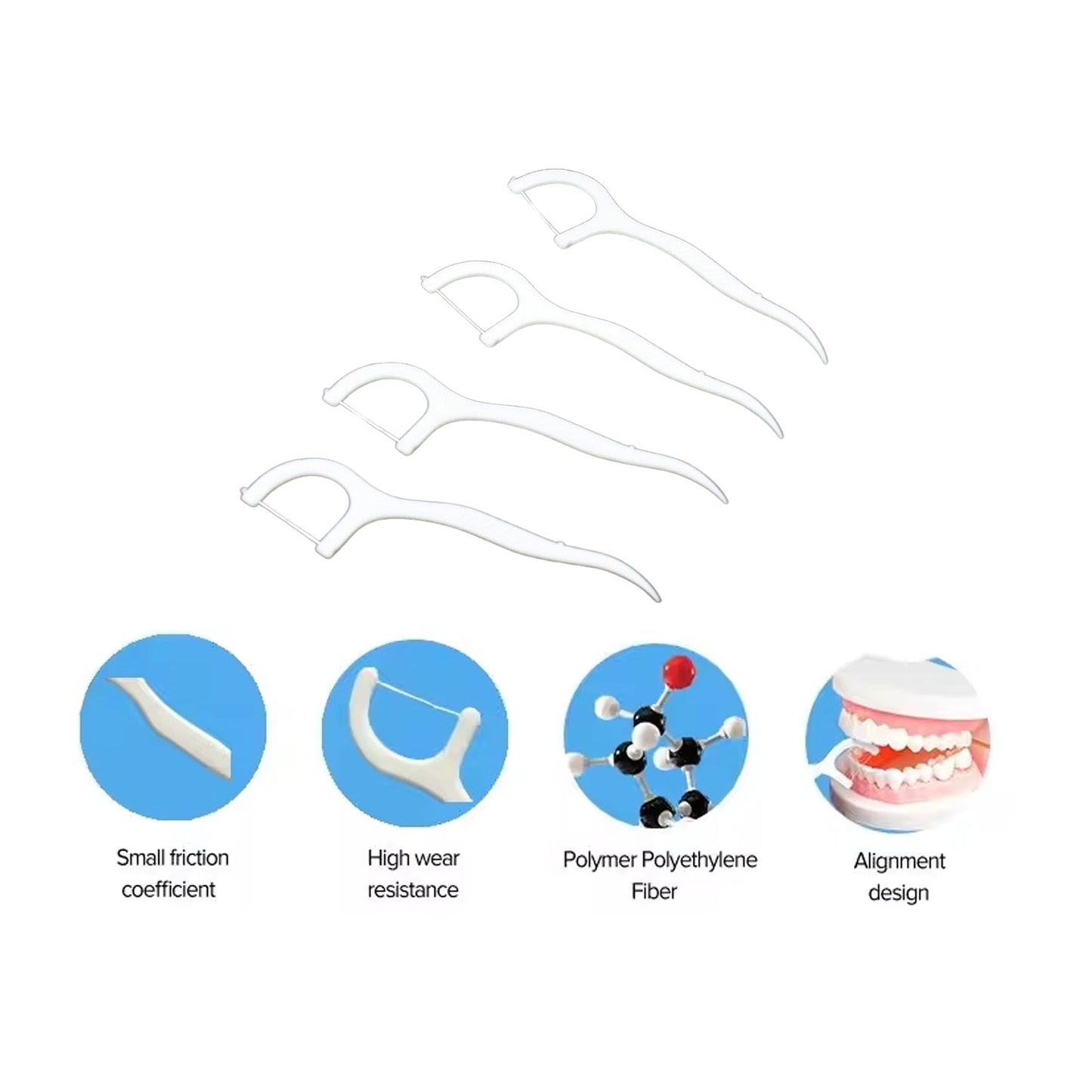 2‑in‑1 dental floss & toothpick stick portable set, compact 50‑piece floss‑toothpick combo, disposable dental flosser with integrated toothpick, travel-friendly oral care floss pick sticks
