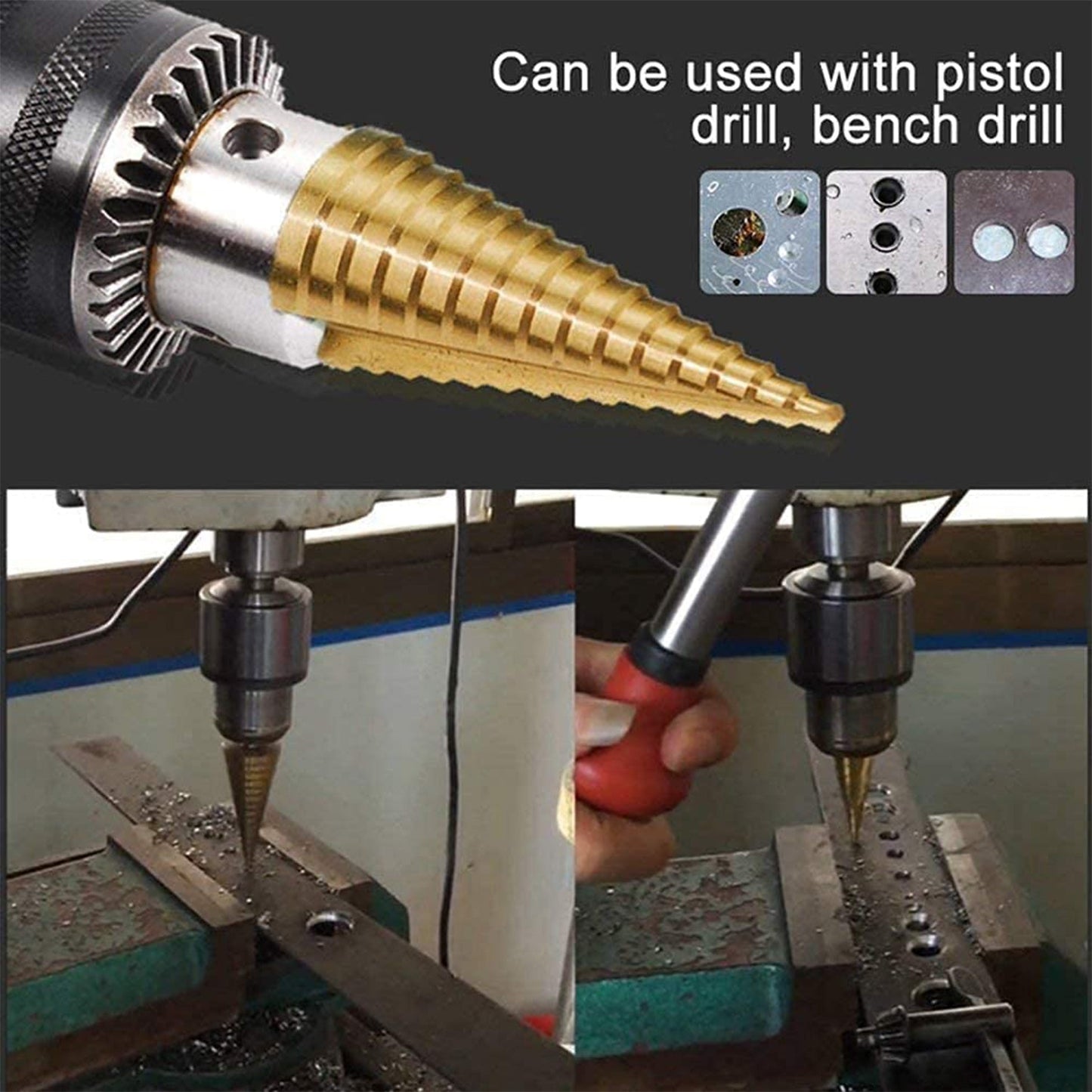 4–12 mm high-speed steel step drill bit for metal and plastic, tapered cone drill bit for drilling sheet metal, durable HSS step drill for DIY and industrial use,