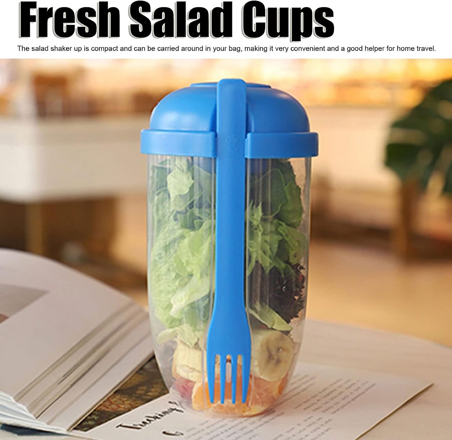 Business travel salad cup, easy to mix and clean, salad cup with lid, portable salad container, travel salad box, salad mixing cup, diet meal cup, fruit and vegetable cup, office lunch cup