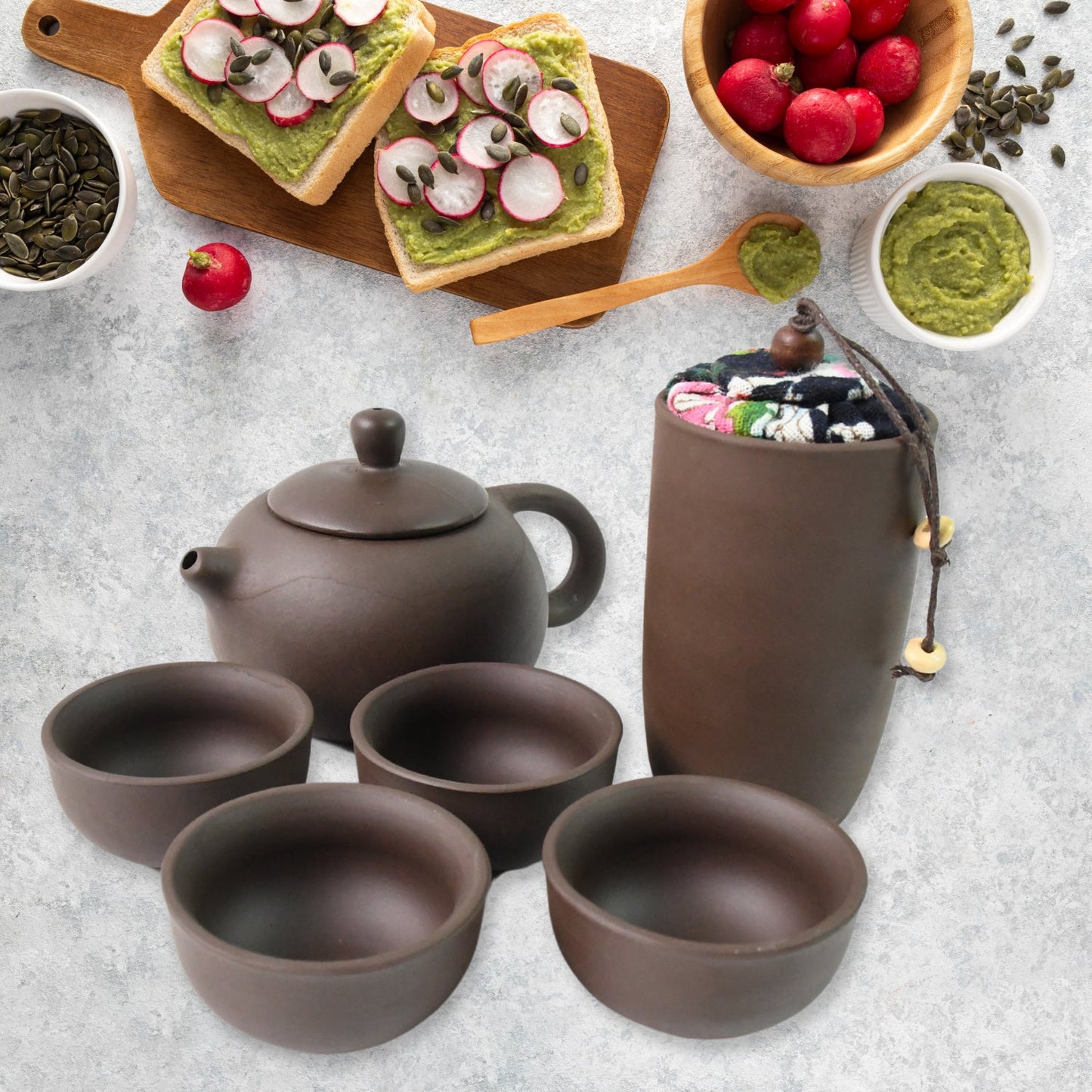 portable kung fu tea set with travel bag for outdoor use, 6 pcs chinese ceramic tea set for home and office, traditional tea set with teapot and cups,