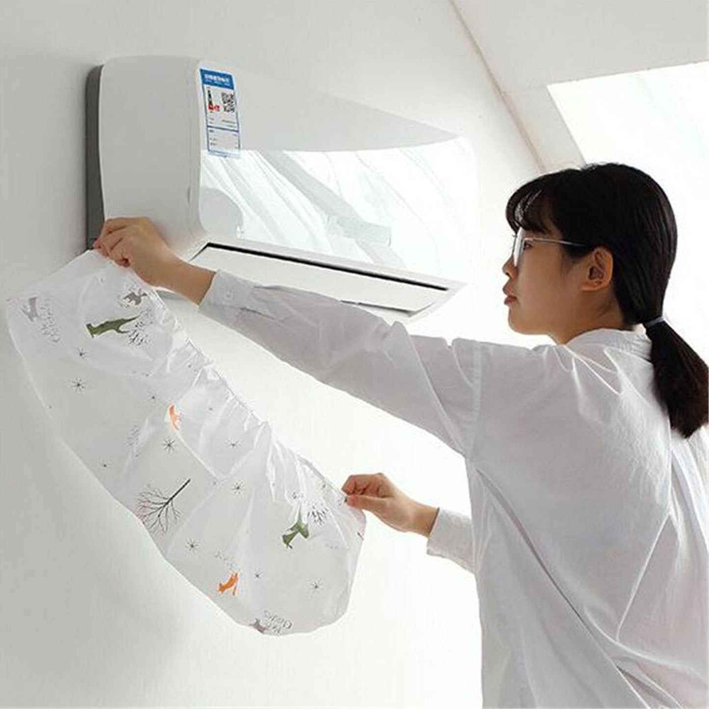 Foldable AC cover to keep dust out. split ac dust cover, waterproof ac cover, ac indoor unit protector, decorative ac cover, foldable ac cover, washable ac dust cover, polyester ac cover