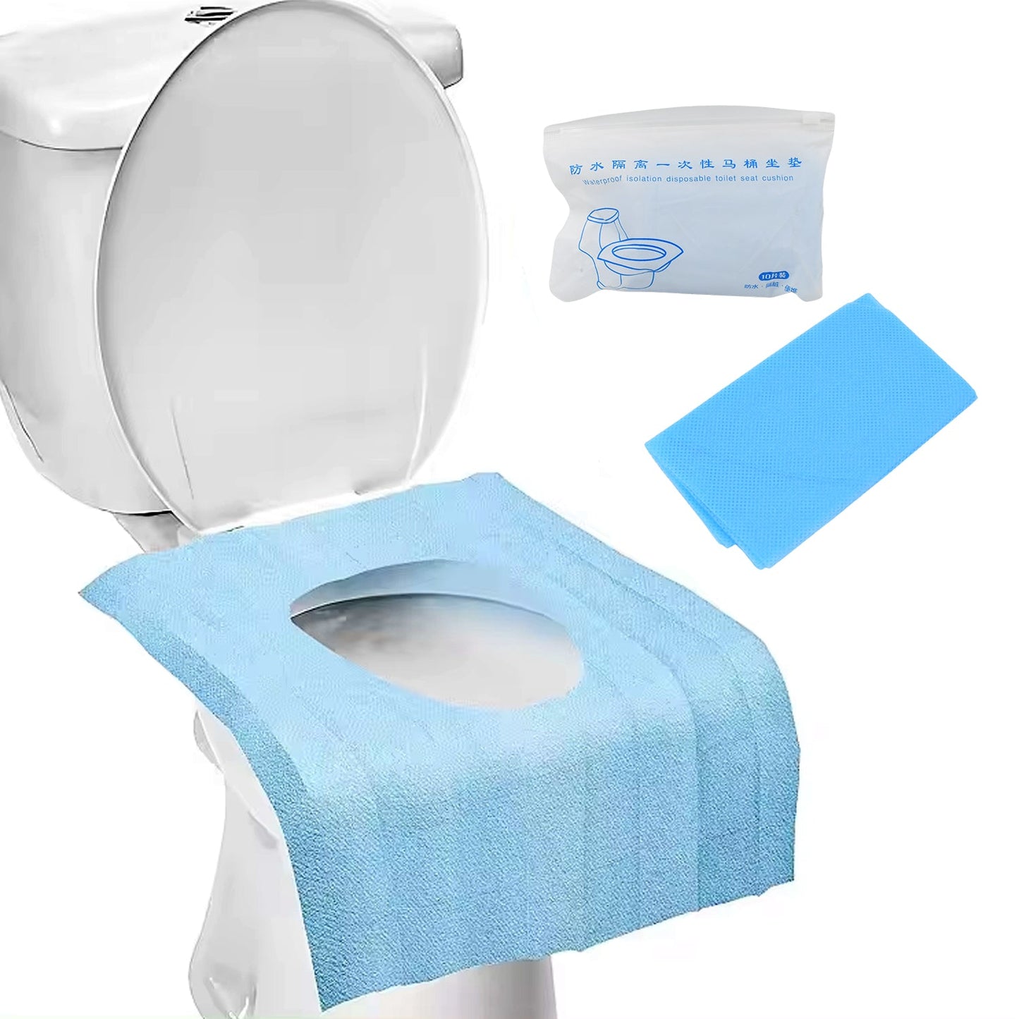 toilet seat cover, disposable toilet cover, travel toilet seat cover, waterproof toilet seat cover, hygiene toilet seat liner, public toilet cover, toilet seat protector, travel hygiene essentials