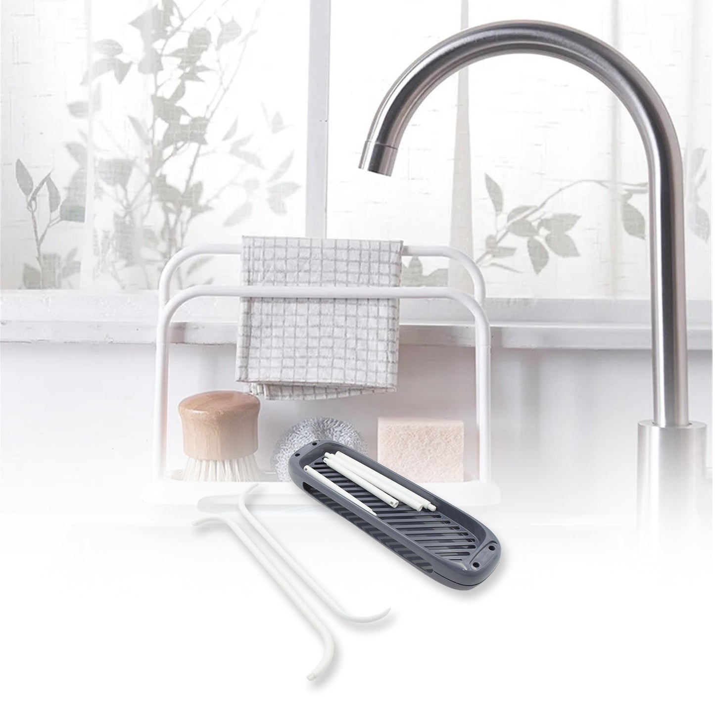 sink counter towel holder rack, expandable towel bar kitchen organizer, plastic foldable towel rack for kitchen
