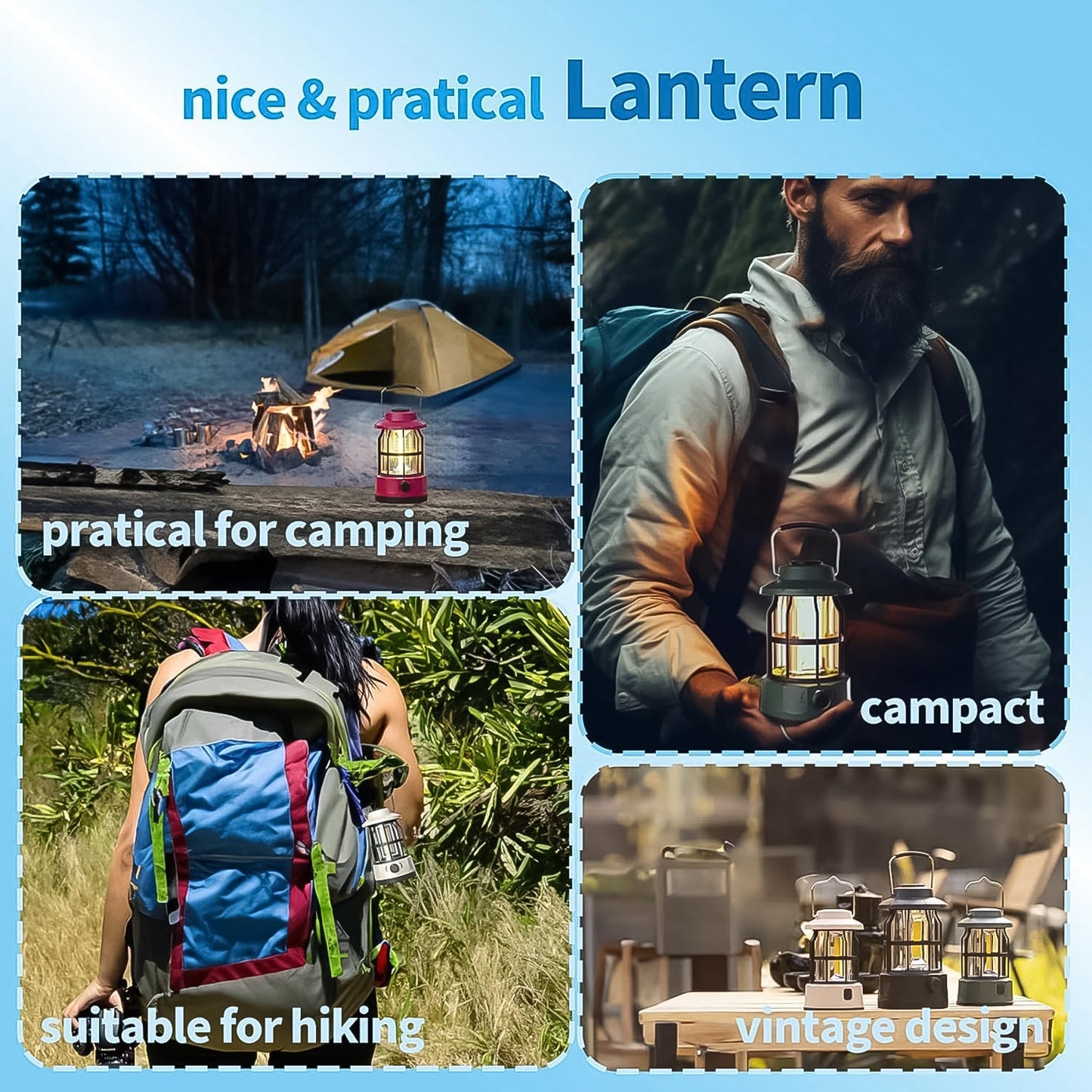 retro style rechargeable camping lantern with USB port, LED lantern for outdoor camping and trekking, best camping lantern light in India for travel,