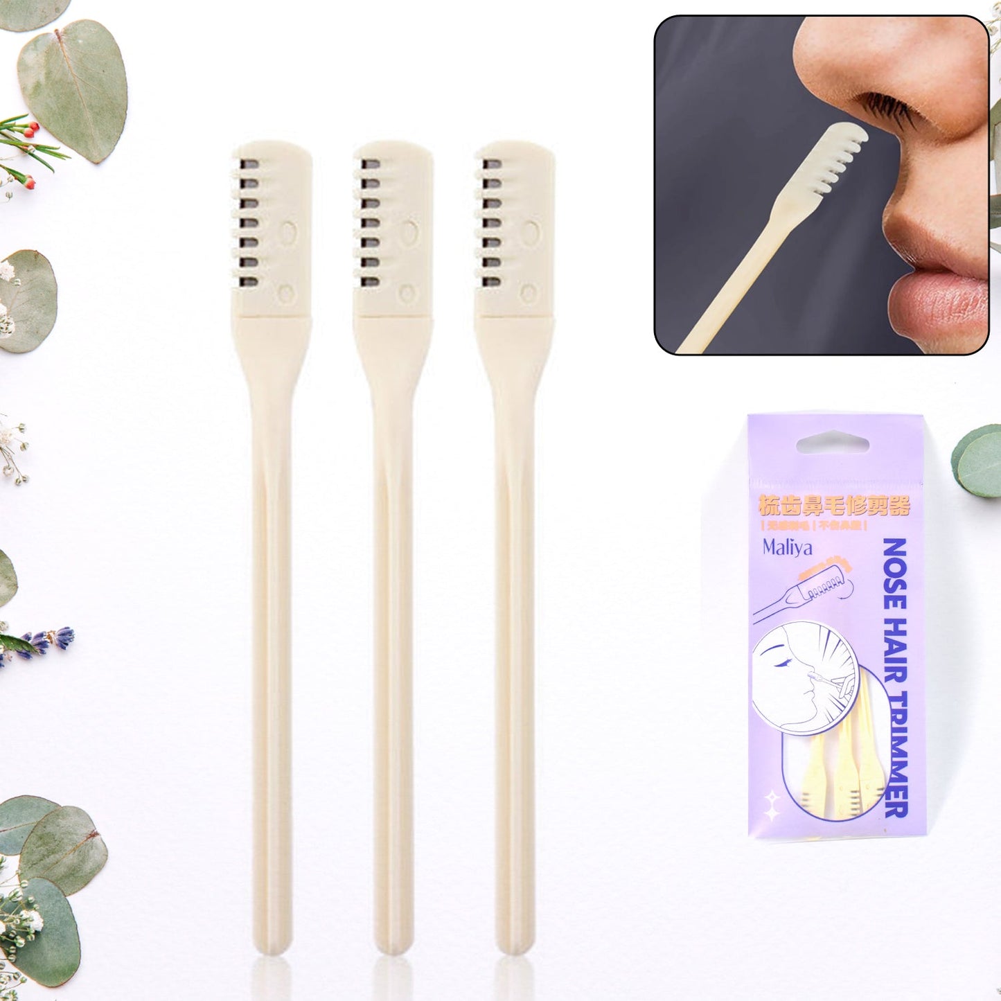 manual nose hair trimmer razor kit for men and women, grooming kit with 3 nose hair remover blades, stainless steel nose hair trimmer set,