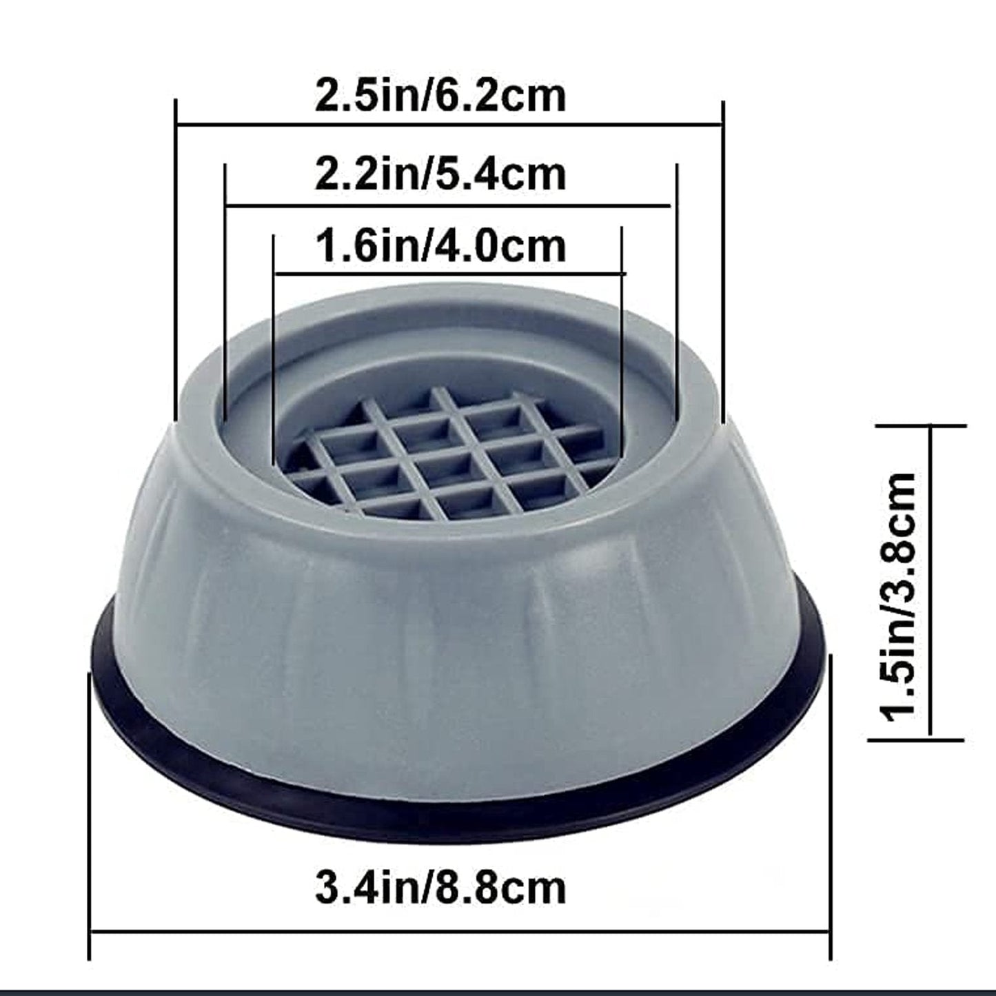 Easy to install anti vibration pads with suction feet. washing machine anti vibration pad, shock absorber washer pad, anti-slip appliance pad, furniture stabilizer support, noise cancelling dryer foot pad