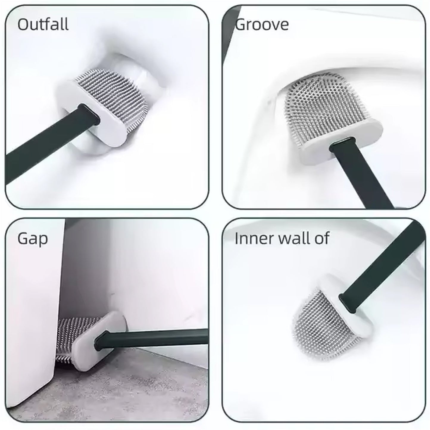 portable wall-mounted silicone toilet brush with drip-proof design, anti-bacterial silicone toilet brush for deep bowl cleaning, toilet brush with flexible head and wall holder, space-saving modern toilet cleaner brush for small bathrooms