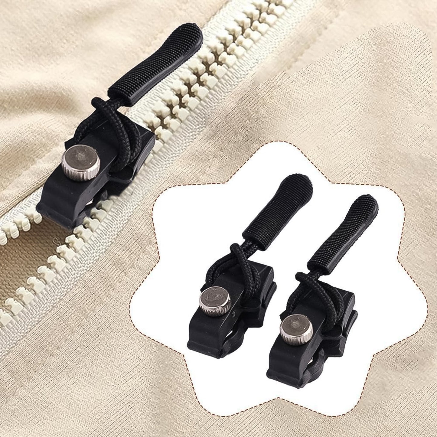 zipper repair slider, detachable zipper puller India, big size zipper replacement tool, universal zipper slider for jackets and bags,