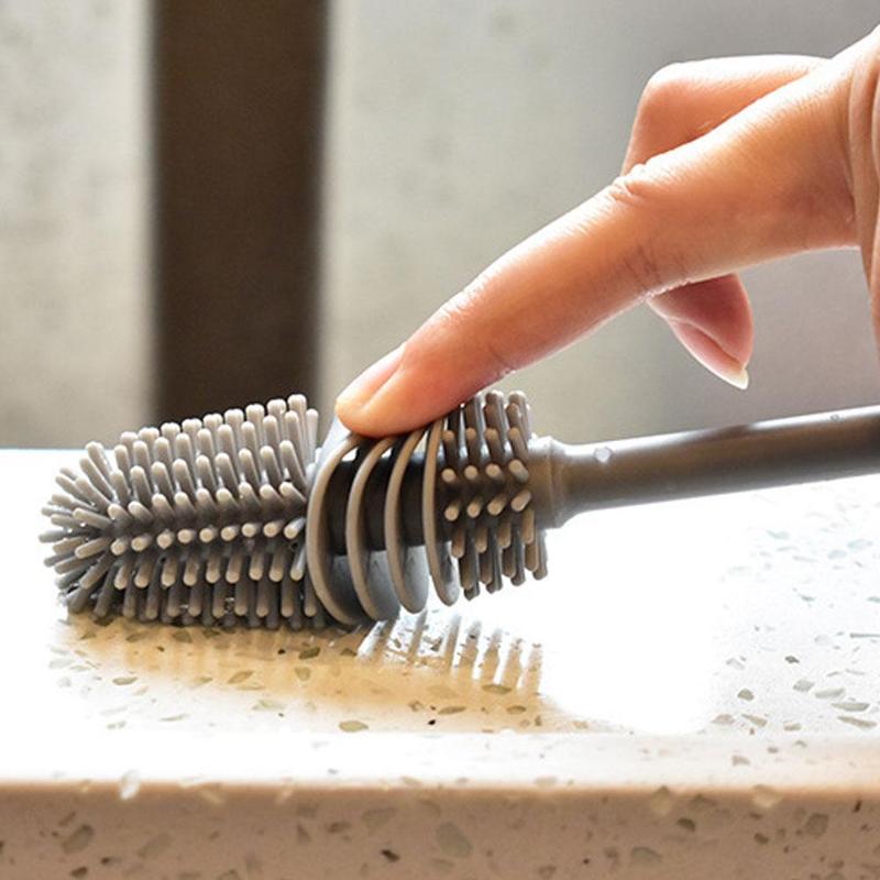 bottle cleaning brush, long handle brush, silicone bottle brush, narrow neck cleaner, baby bottle brush, water bottle brush, kitchen bottle scrubber, reusable bottle cleaner