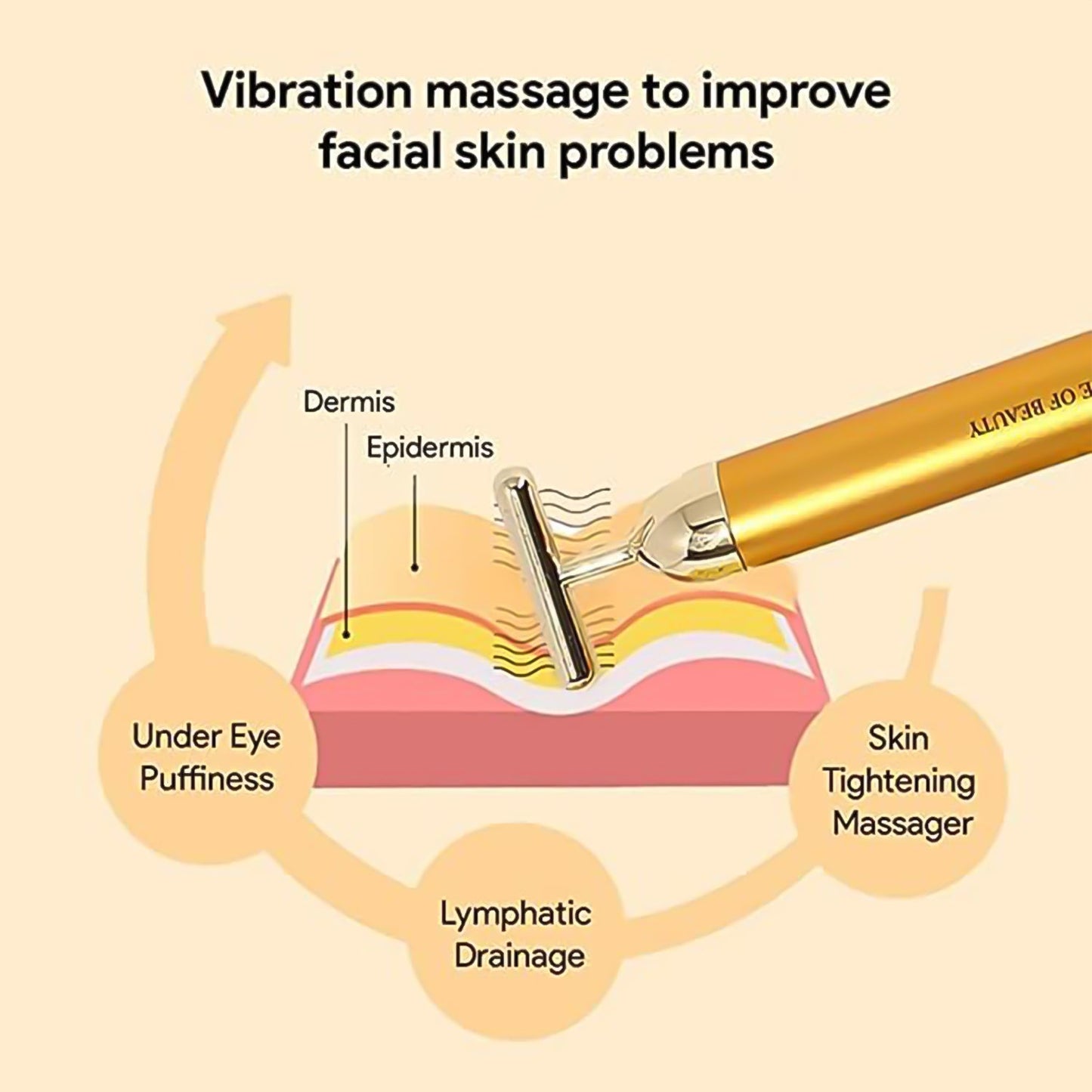portable facial massage tool for glow and contour, golden face massager for wrinkle reduction