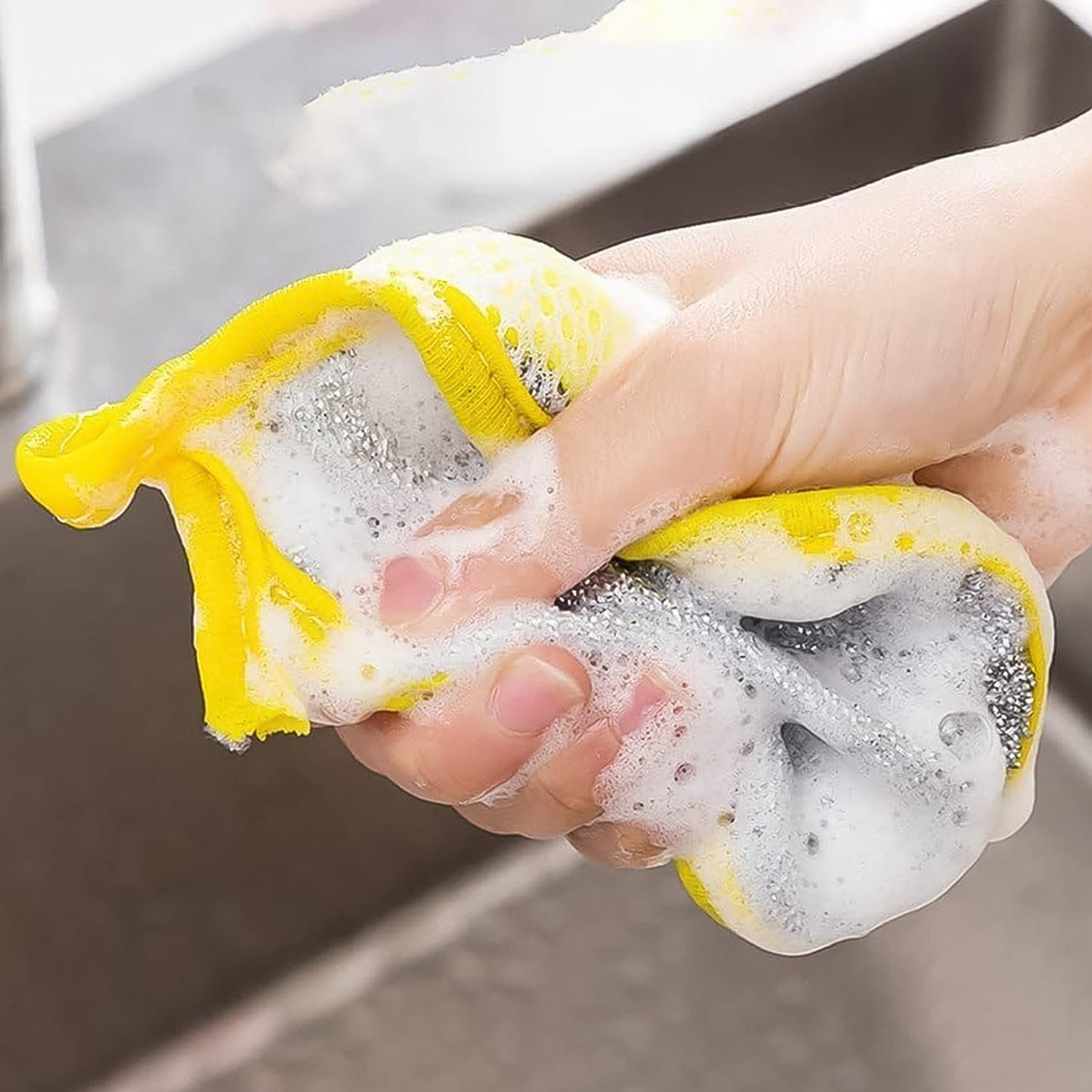 best double-sided dishwashing sponge with brush in India, kitchen scrubber with sponge and brush combo for utensils, compact 2-in-1 sponge and cleaning brush for dishes, durable scrubber for pots pans and kitchen sink,