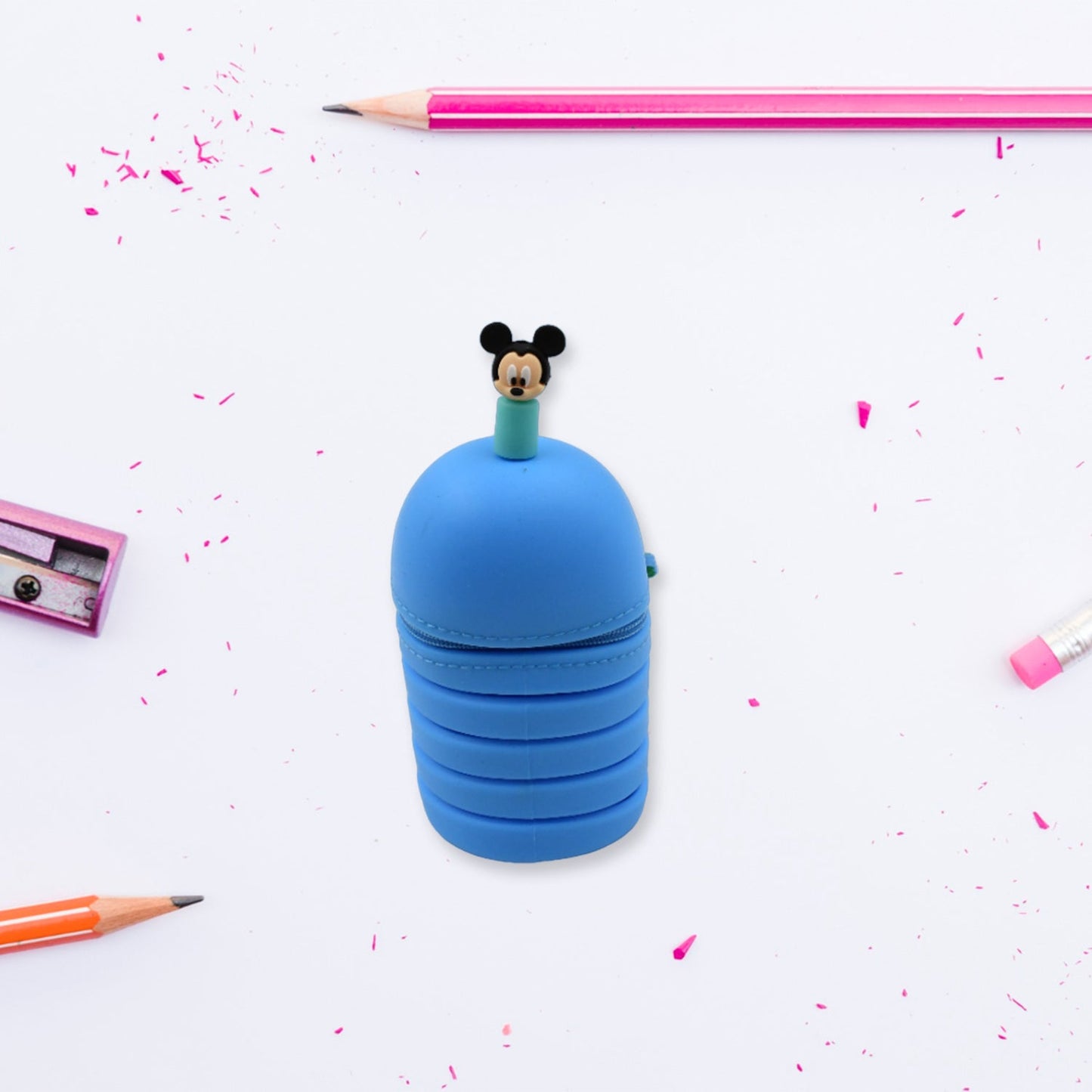 Pink silicone pencil case with zipper closure for school and home, silicone pencil case, telescopic pen holder, pink pencil pouch, large capacity pencil case, school stationery case, zip pen stand, pencil box for girls