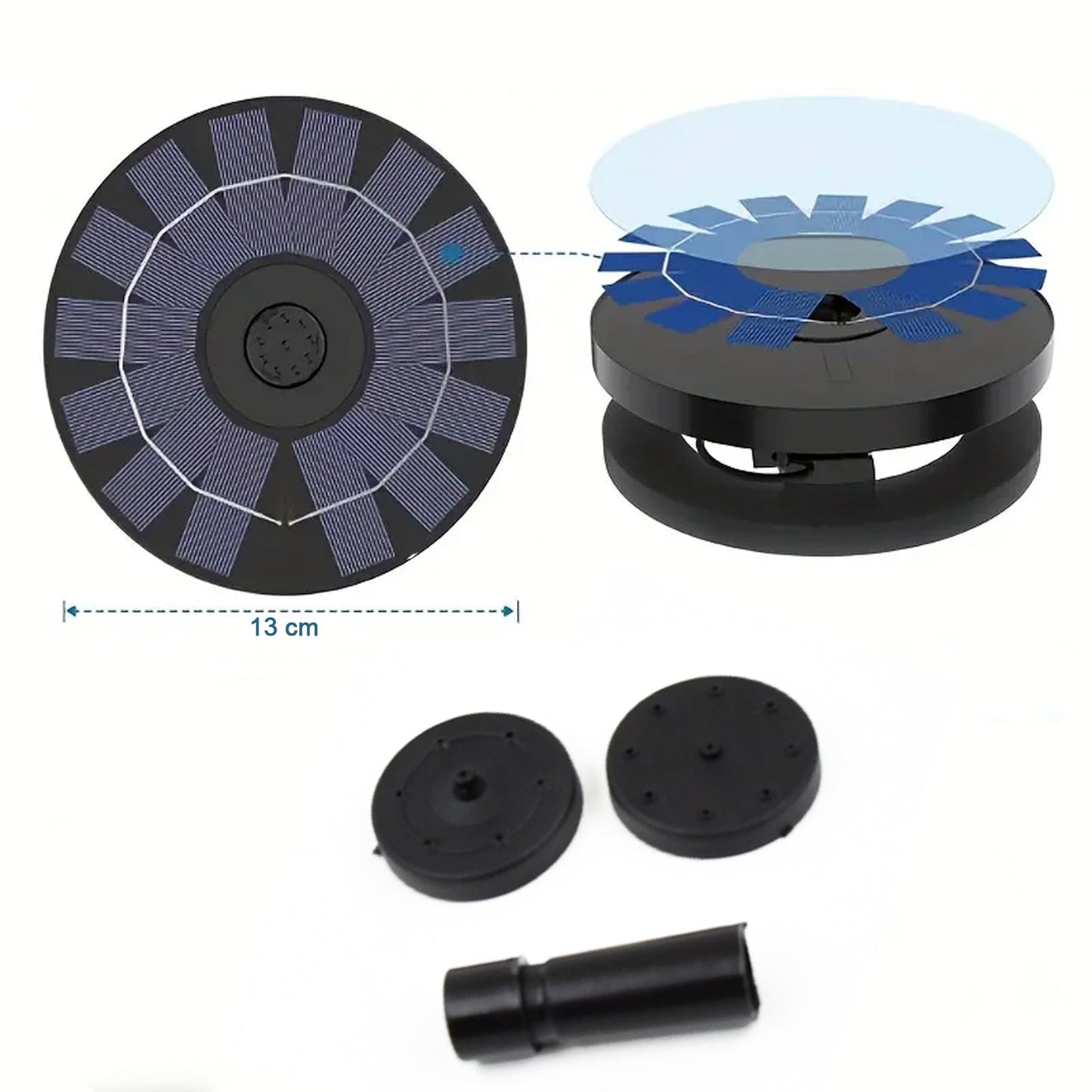 solar birdbath fountain set, decorative solar fountain for patio and balcony, 1 set floating solar fountain pump, multi-pattern solar garden water sprayer