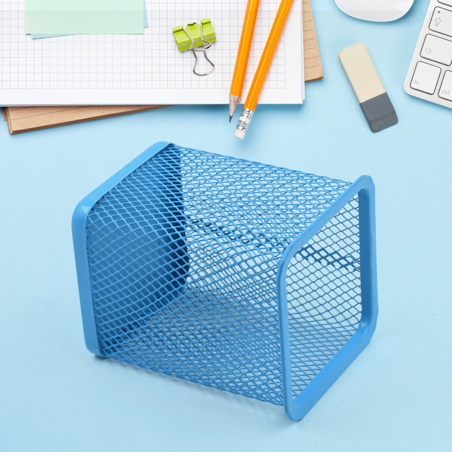 multipurpose metal mesh holder for stationery, mesh pen stand for exam preparation desk, neat desk pen cup holder India