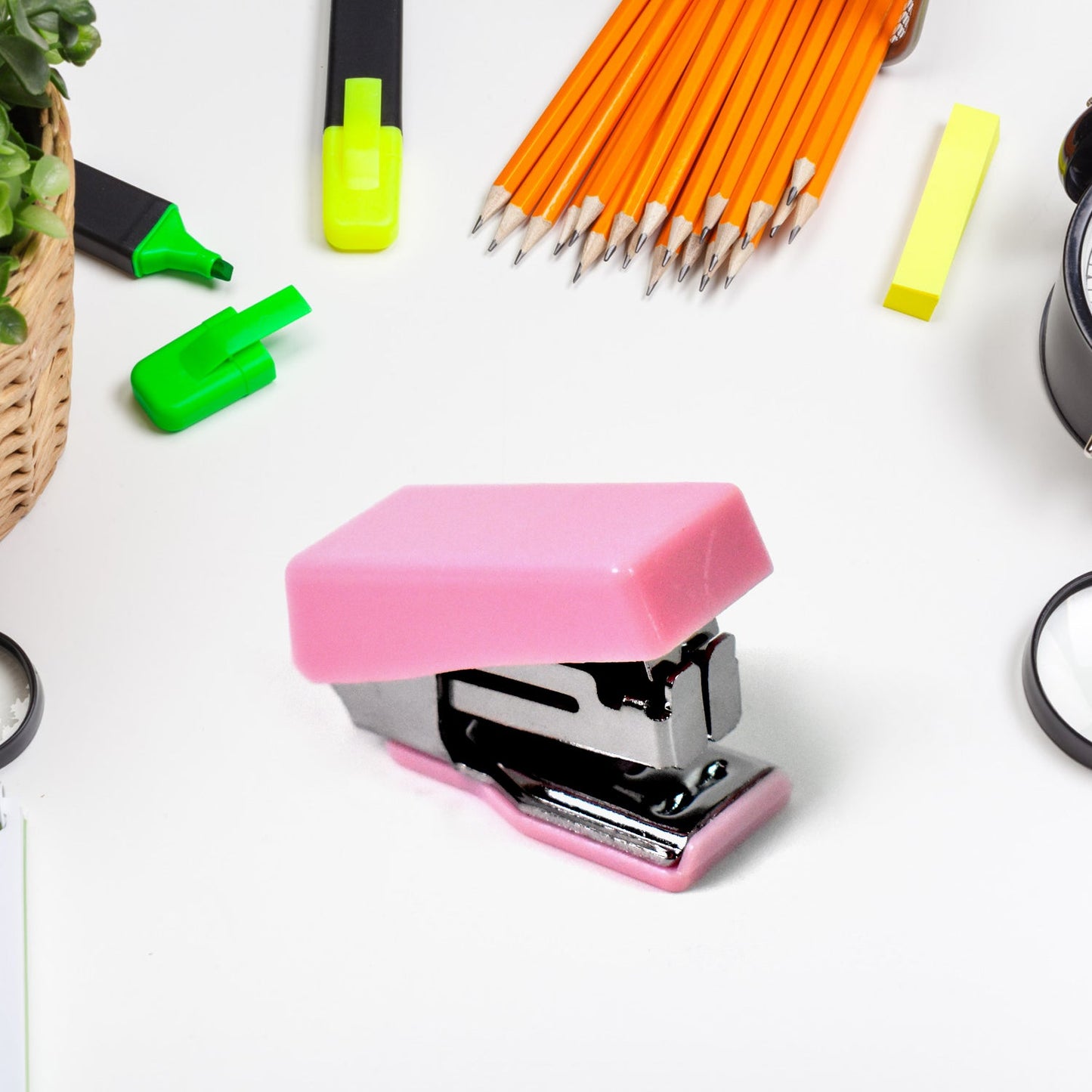 mini stationery set, compact office kit, stapler and scissors set, portable office tools, travel office stationery, tape dispenser mini, bottle pack stationery