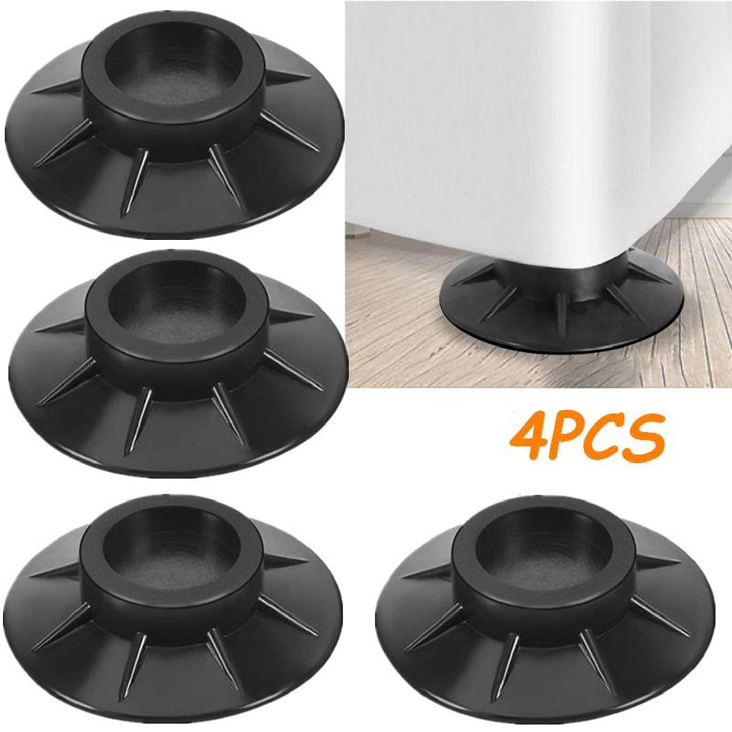 4 Pc Furniture Vibration Pad holding table legs in place for stability, anti-vibration furniture pads, table stabilizer pad, chair base protector, plastic furniture pad, furniture support pad, non-slip furniture feet, vibration damper pad