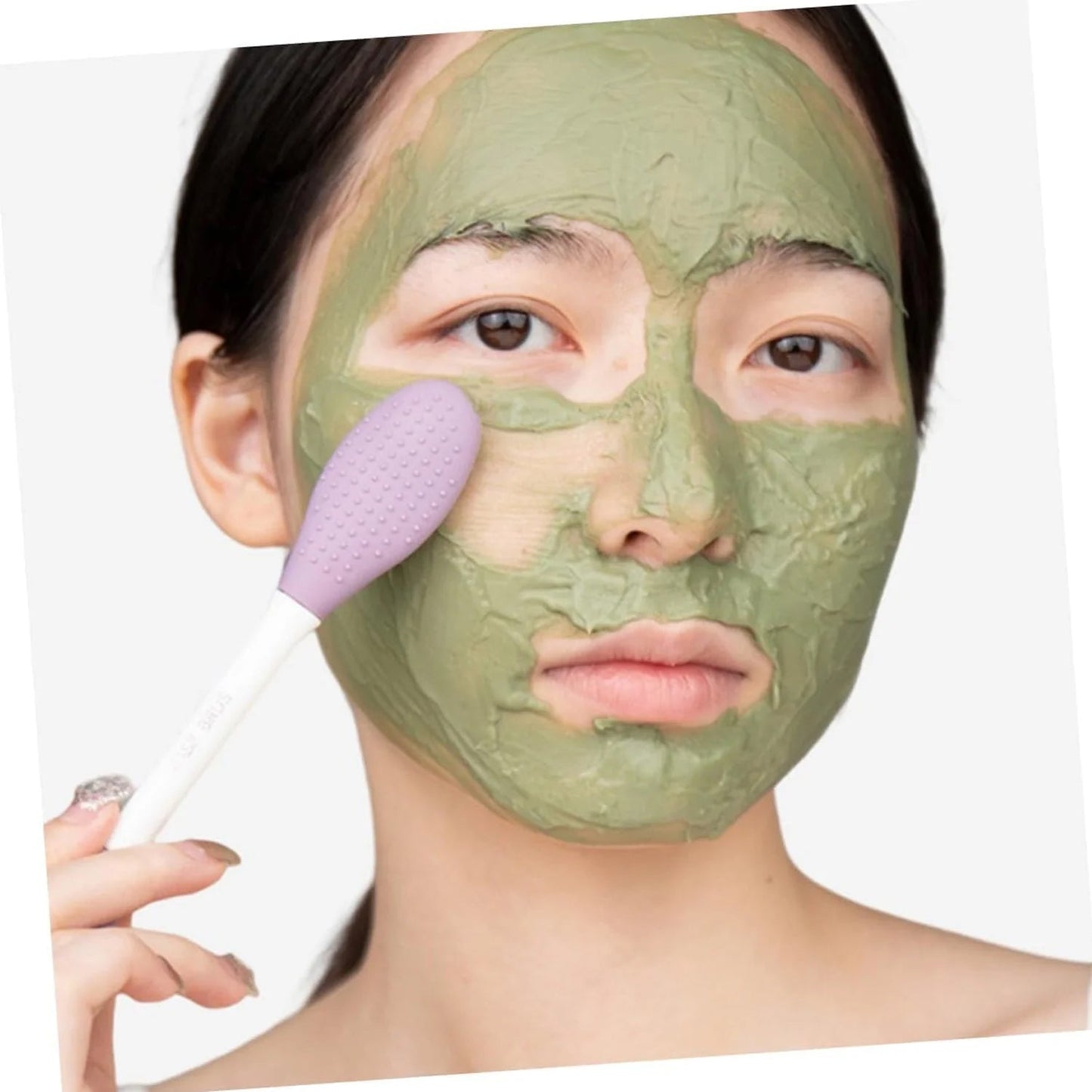 dual-headed silicone mask applicator brush India, silicone brush flat end for mask & textured end for cleansing, reusable silicone face mask applicator tool, travel-friendly silicone mask brush for skin care