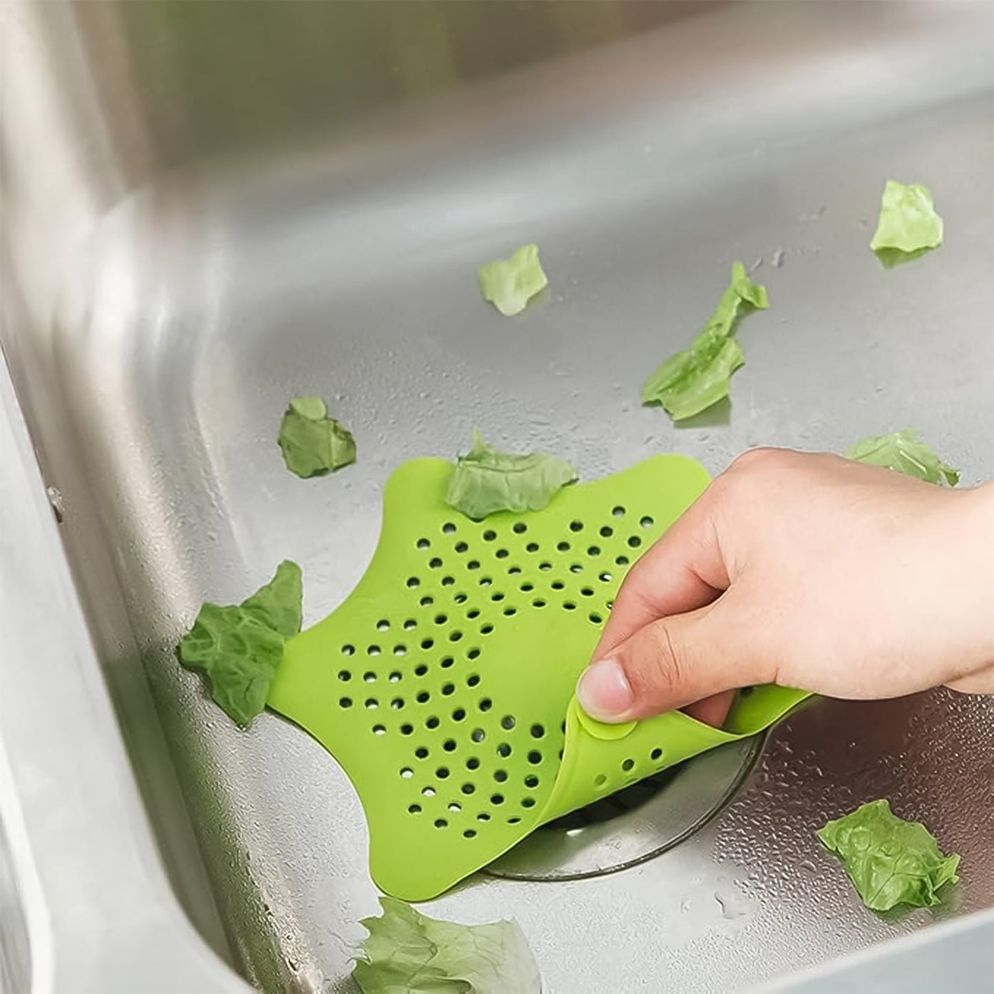 star shape sink filter, silicone drain hair catcher, bathroom drain trap, kitchen sink strainer, reusable drain cover, starfish hair catcher, suction cup drain cover