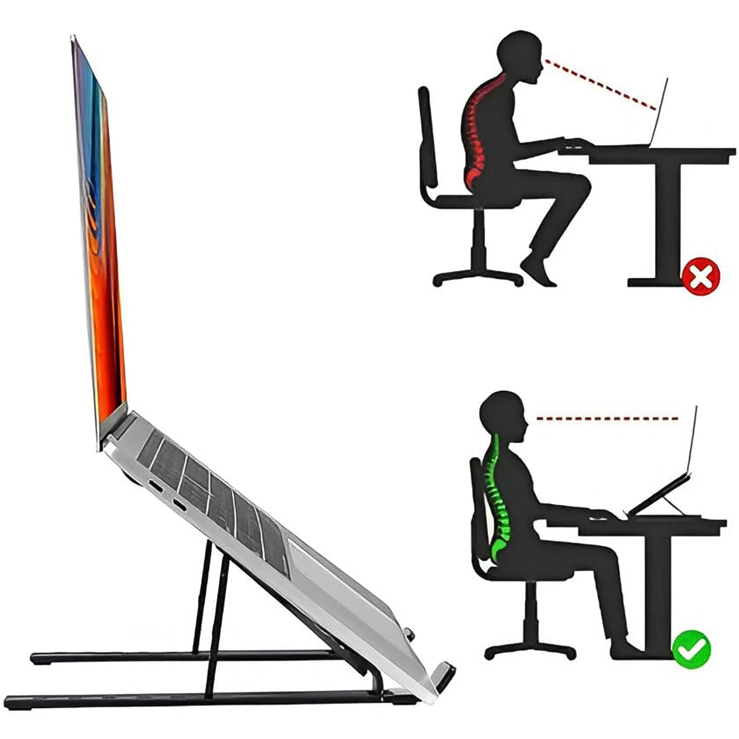 laptop stand for students and office use, laptop holder for better posture, adjustable laptop stand for typing comfort,