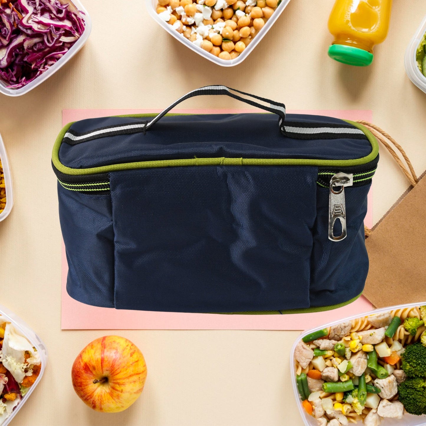 sumo plastic lunch box with bag spoon and fork for office and school, leak-proof tiffin box set with food-safe compartments,