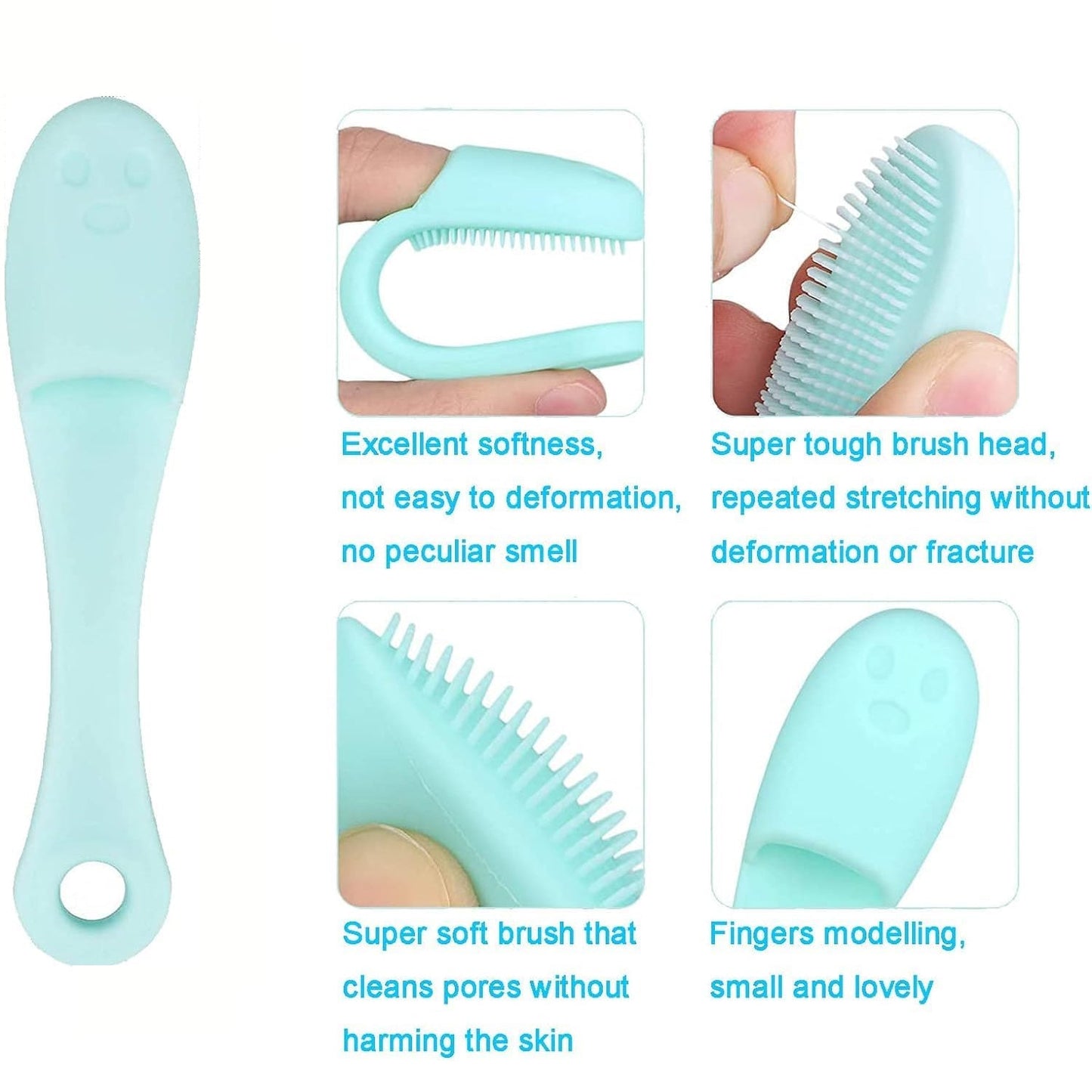 silicone finger scrubber, manual face cleansing brush