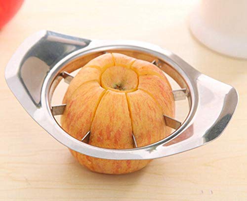 Durable 8-blade apple slicer with ergonomic handle, apple cutter, stainless steel fruit slicer, apple slicer with corer, vegetable cutter for kitchen, apple cutter silver, melon slicer, 8 blade fruit cutter