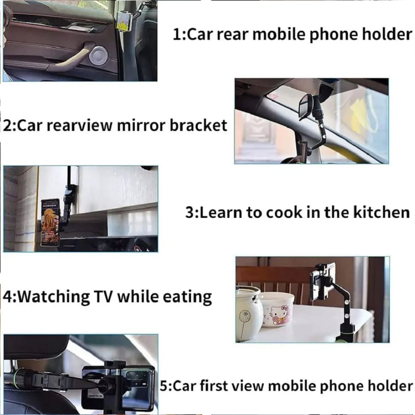 car mobile holder, rear view mirror mobile holder, 360 rotatable phone mount, car phone stand, car accessory mobile holder, adjustable car mobile mount, hands-free phone holder for car, universal car phone holder