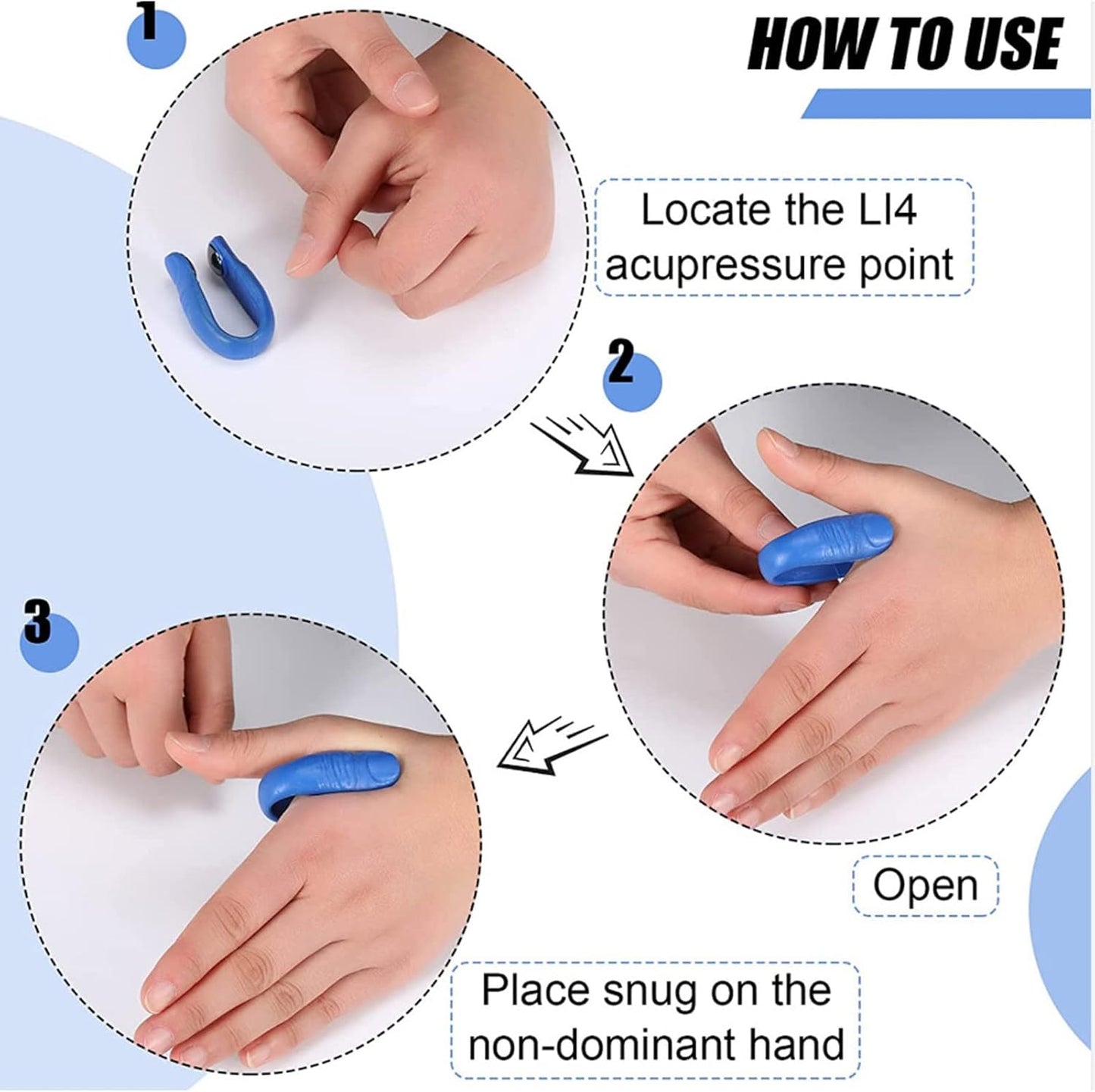 magnetic acupressure clip for migraine and headache relief, LI4 pressure point clip for natural pain management, sugar-controlled hand tool for pressure therapy, drug-free migraine treatment with magnetic clip