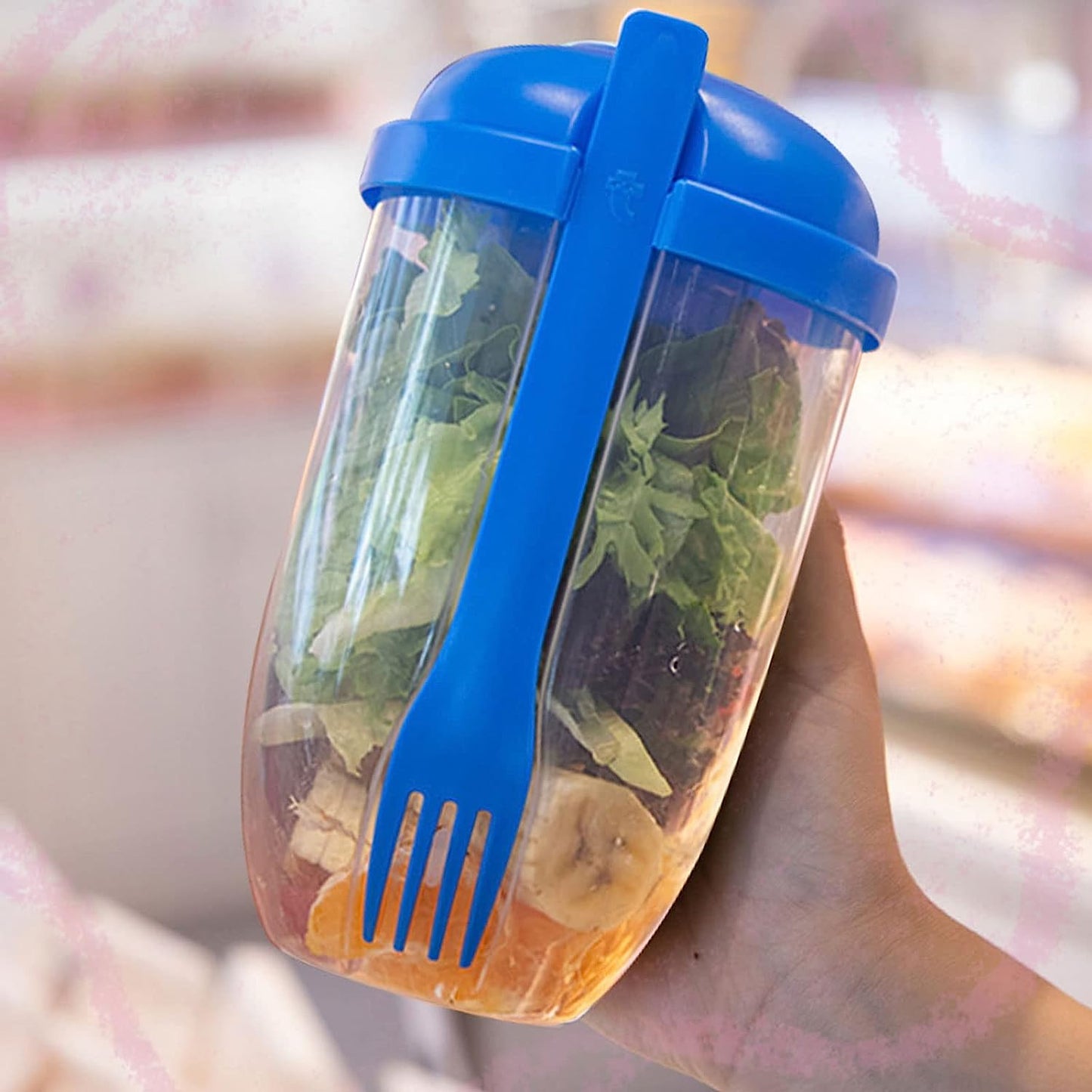 Salad mixing cup, ideal for business people on the go, salad cup with lid, portable salad container, travel salad box, salad mixing cup, diet meal cup, fruit and vegetable cup, office lunch cup