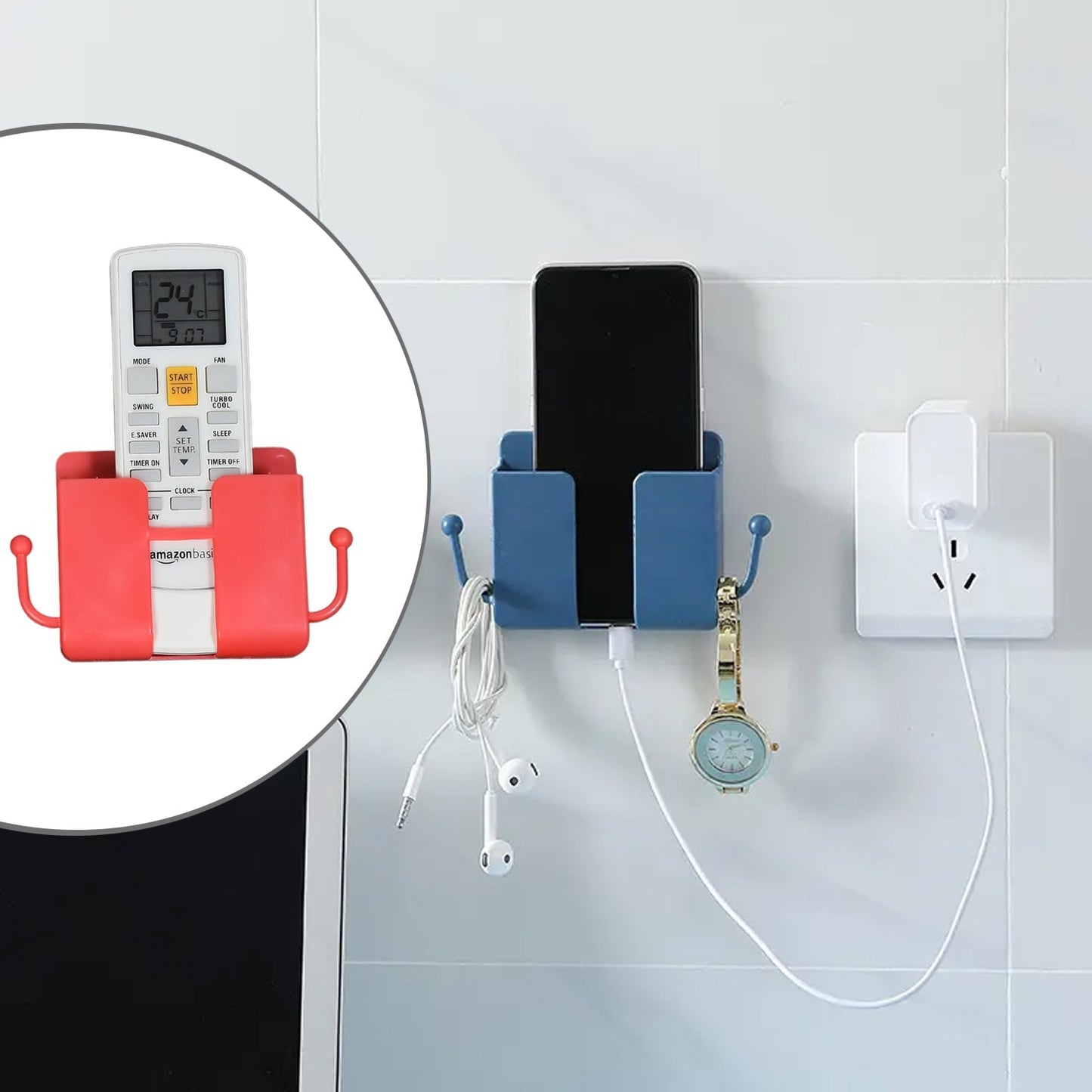 Remote control storage box with side hooks, wall mounted organizer case. wall mounted storage box, remote control holder, phone holder wall mount, storage organizer with hooks, abs plastic wall organizer, 4 pcs storage case, wall hanging box